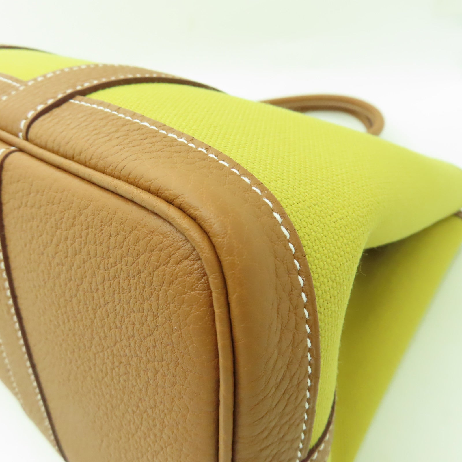 HERMES 帆布Garden Party TPM銀扣手挽袋金色