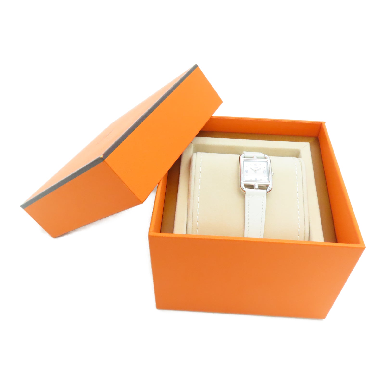 HERMES Cape Cod Stainless Steel Watch Quartz Movement White