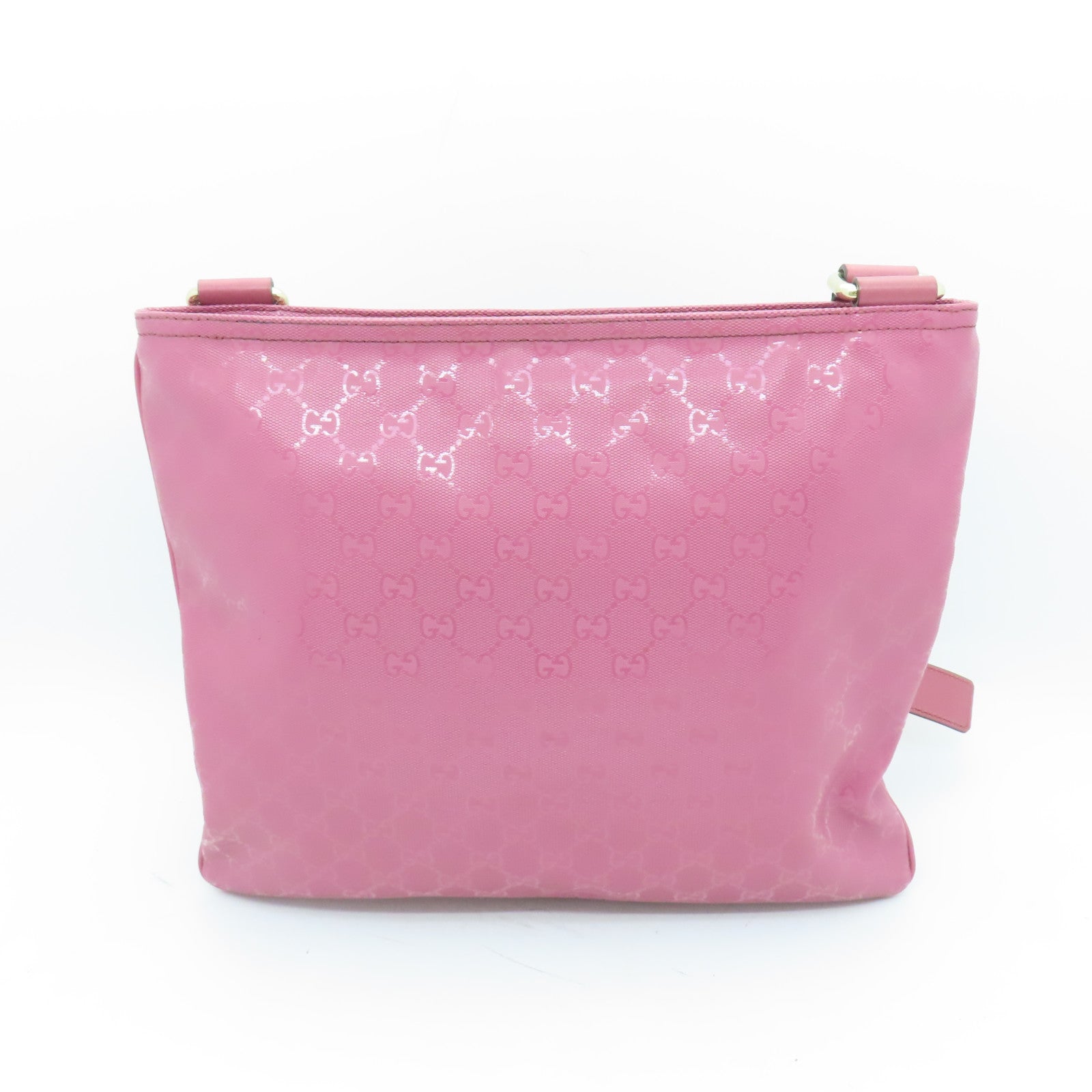GUCCI 塗層帆布Shoulder Bag金扣肩背袋粉紅色