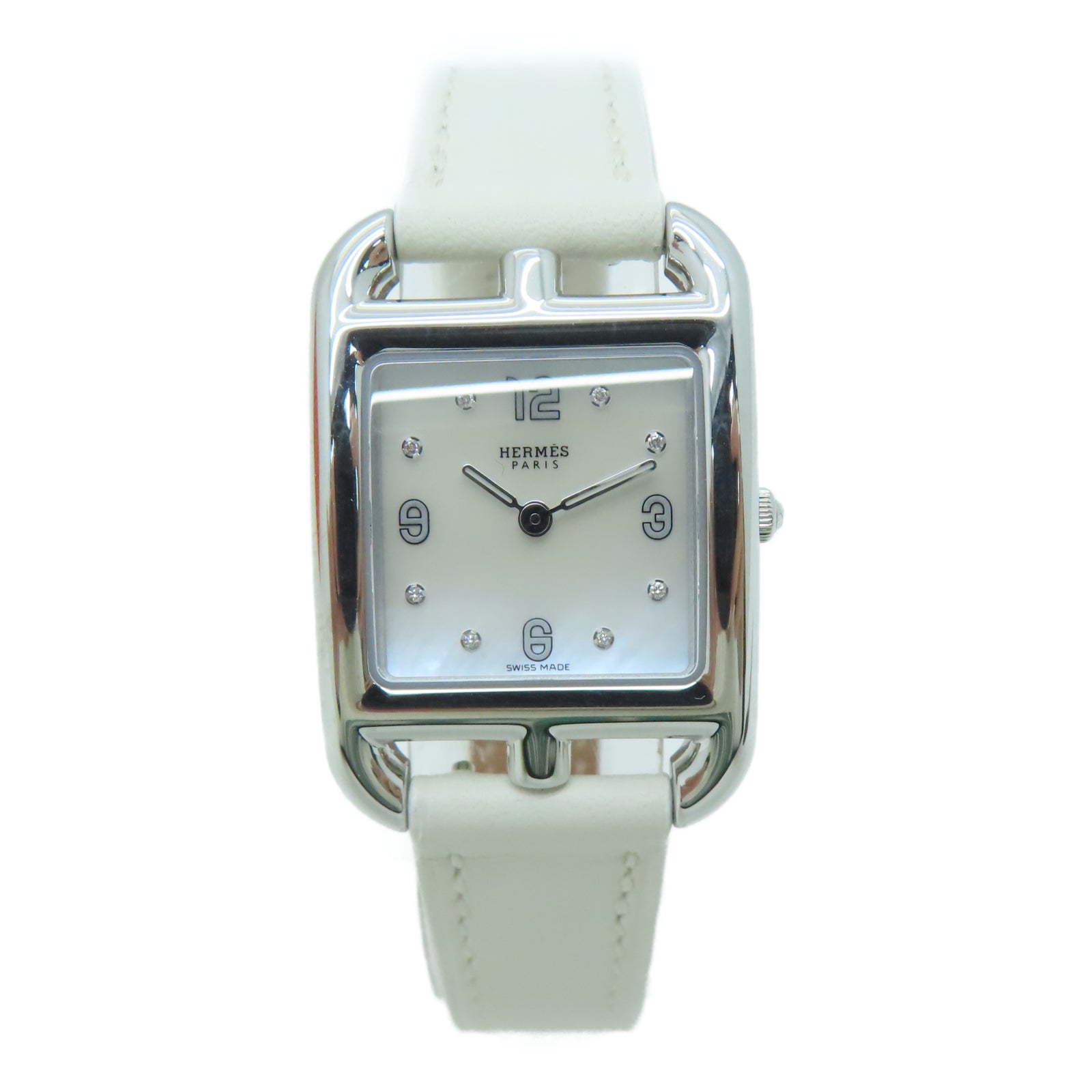 HERMES Cape Cod Stainless Steel Watch Quartz Movement White