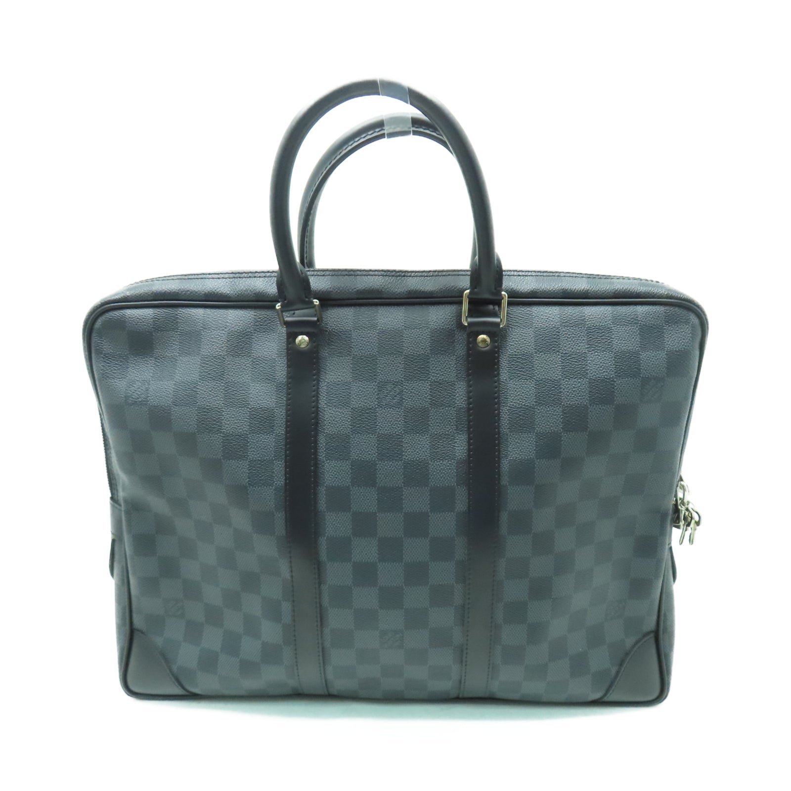 LOUIS VUITTON Damier Graphite Porte-Documents Voya銀扣公事包黑色