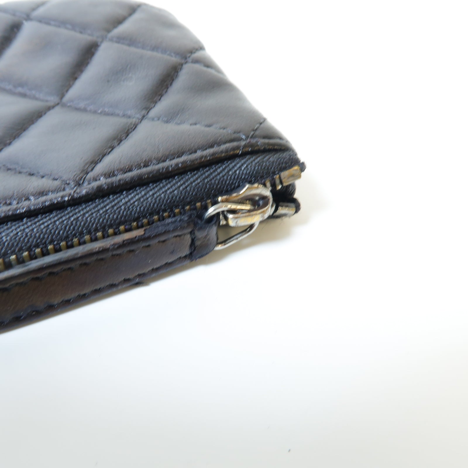 CHANEL 菱格牛皮皮革Coin Pouch金扣零錢包黑色