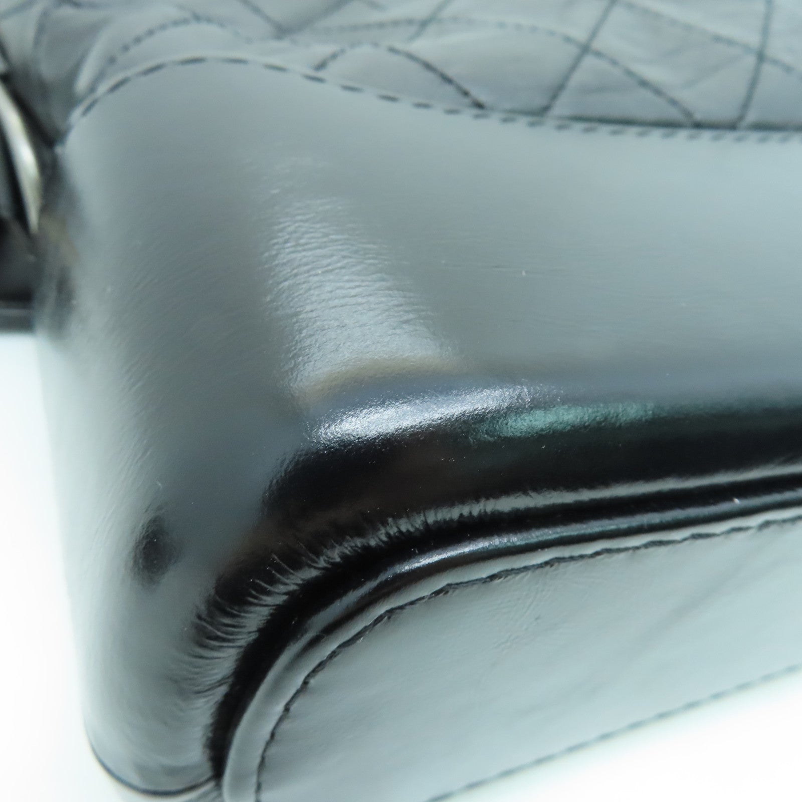 CHANEL 菱格Aged Calf皮革Small Gabrielle金扣/銀扣鏈帶肩背袋黑色