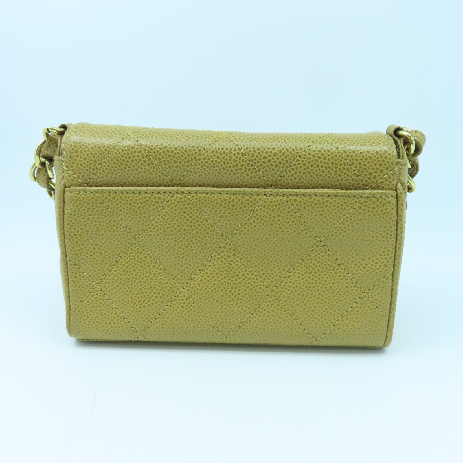 CHANEL 菱格牛皮皮革Chain Bag金扣手挽袋棕色