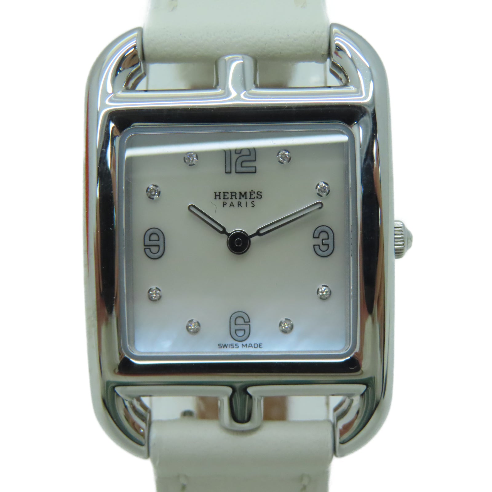 HERMES Cape Cod Stainless Steel Watch Quartz Movement White