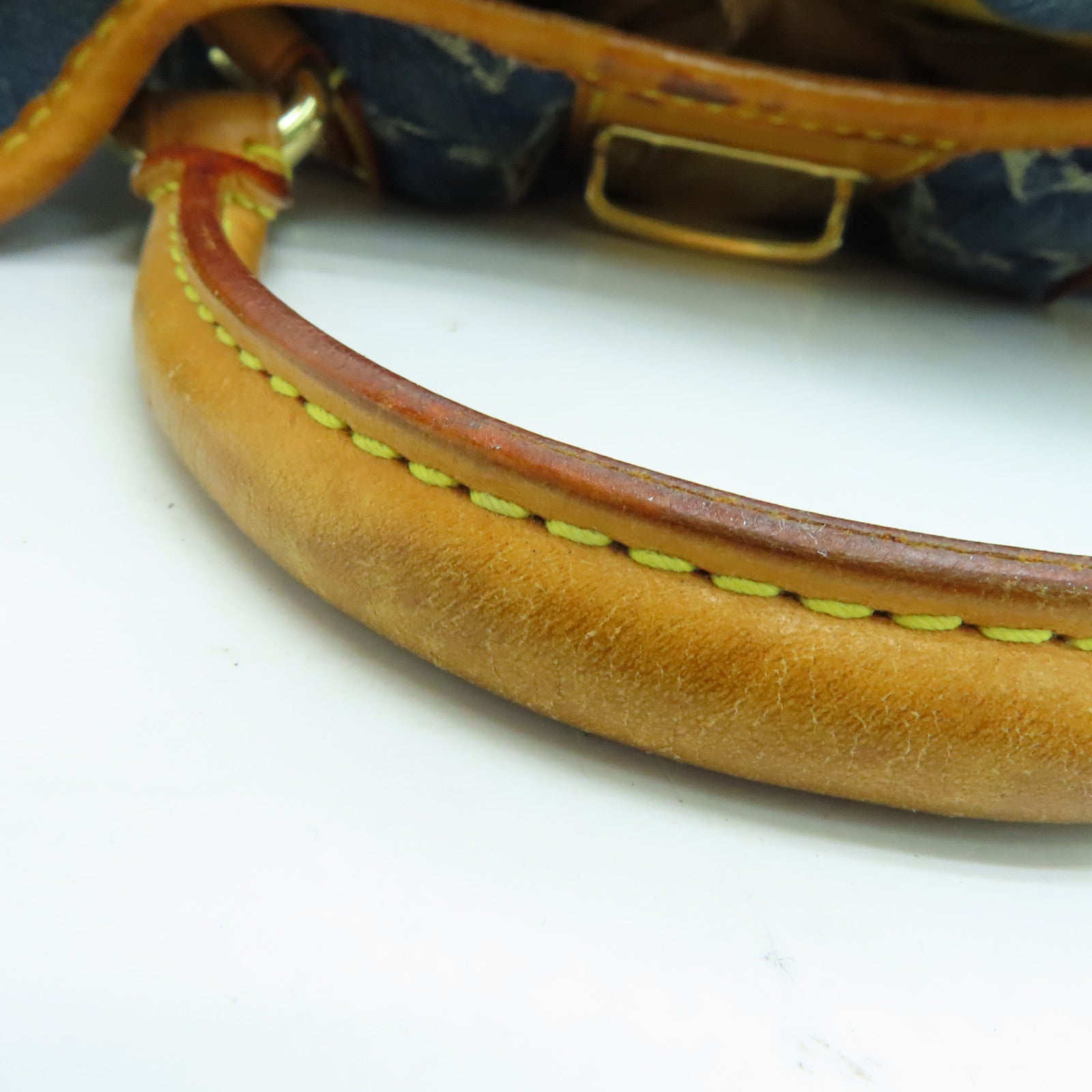 LOUIS VUITTON Monogram Denim Pleaty金扣手挽袋蓝色