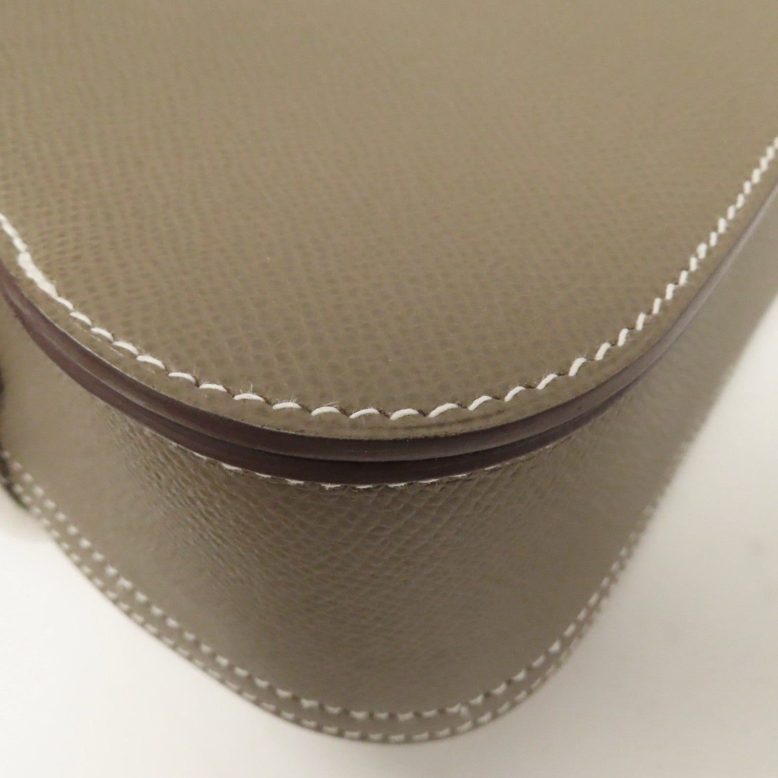 HERMES Epsom皮革Della Cavalleria Mini銀扣肩背袋Etoupe大象灰色