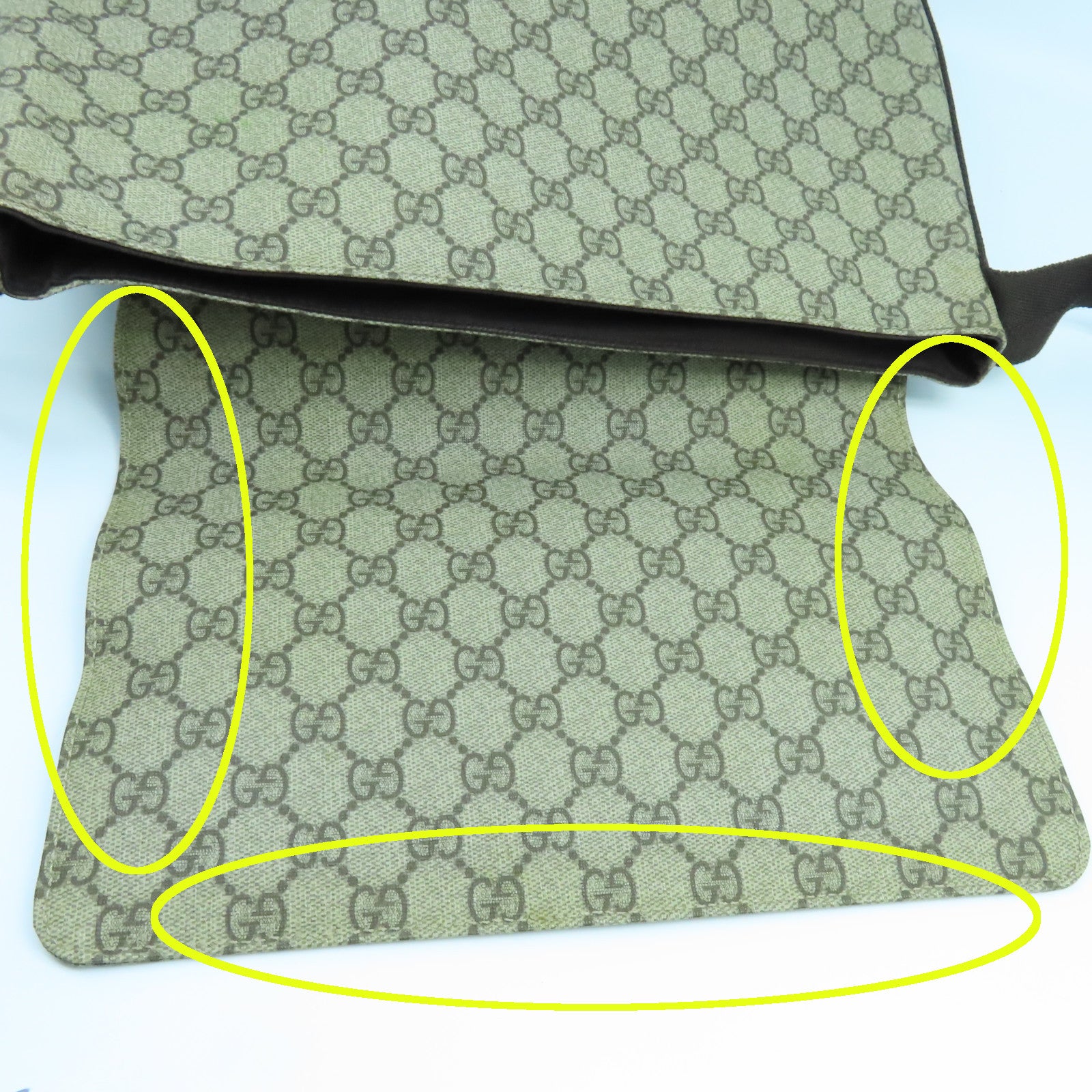 GUCCI 塗層帆布Shoulder Bag銀扣肩背袋米色啡色