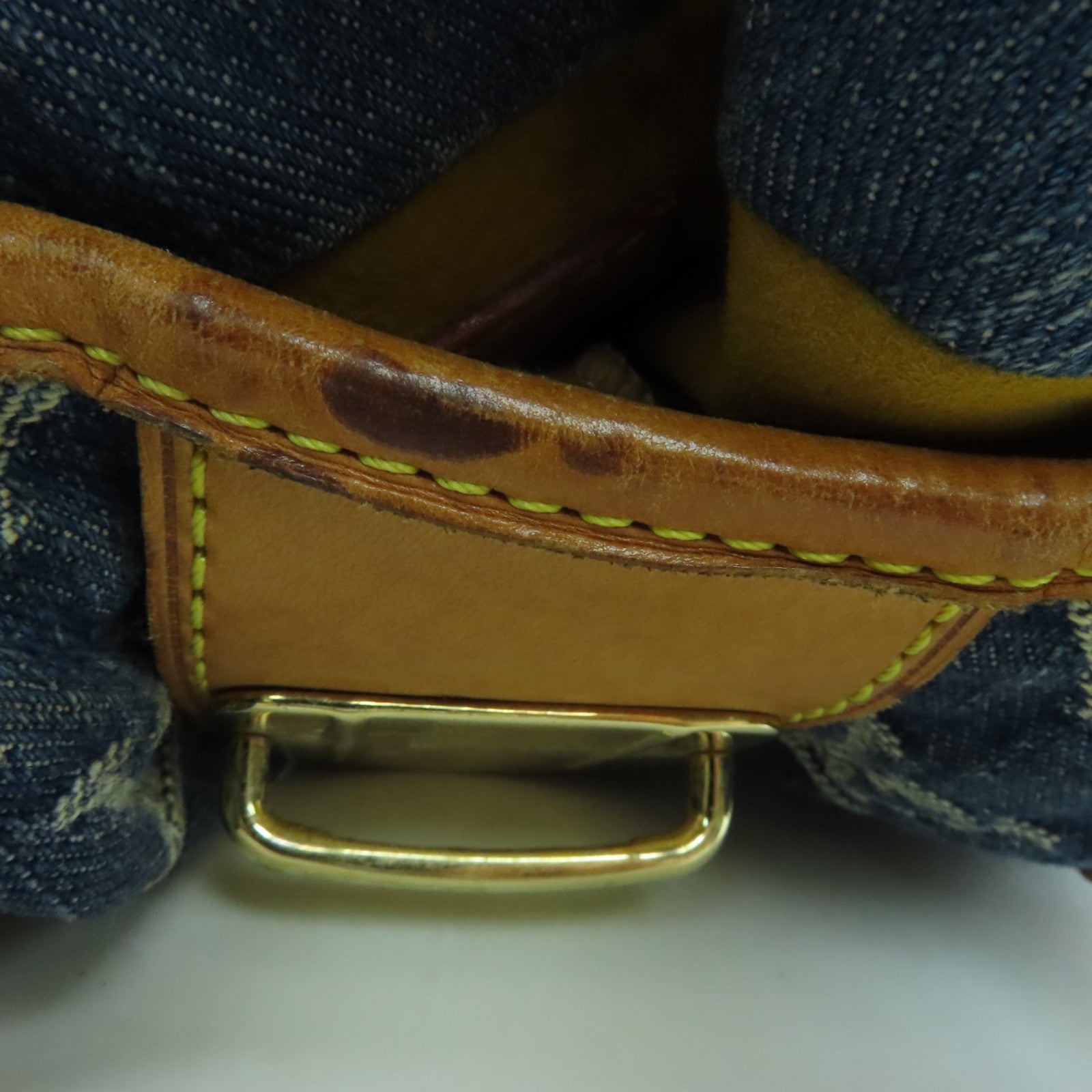 LOUIS VUITTON Monogram Denim Pleaty金扣手挽袋蓝色