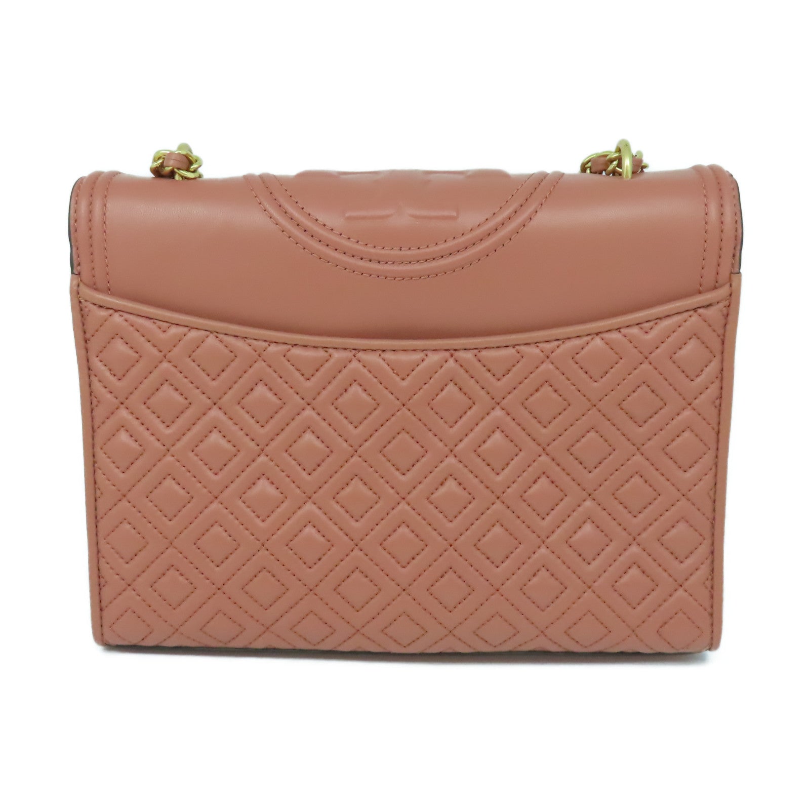 Tory Burch 牛皮皮革Chain Shoulder金扣鏈帶肩背袋粉紅色