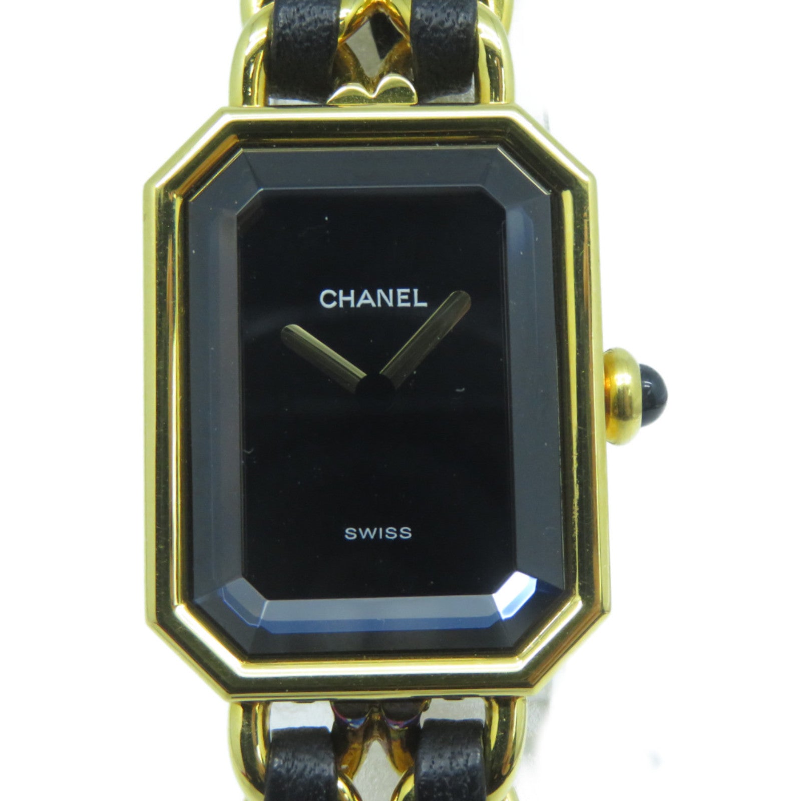 CHANEL Premiere M鍍金石英機芯手錶黑色/金色