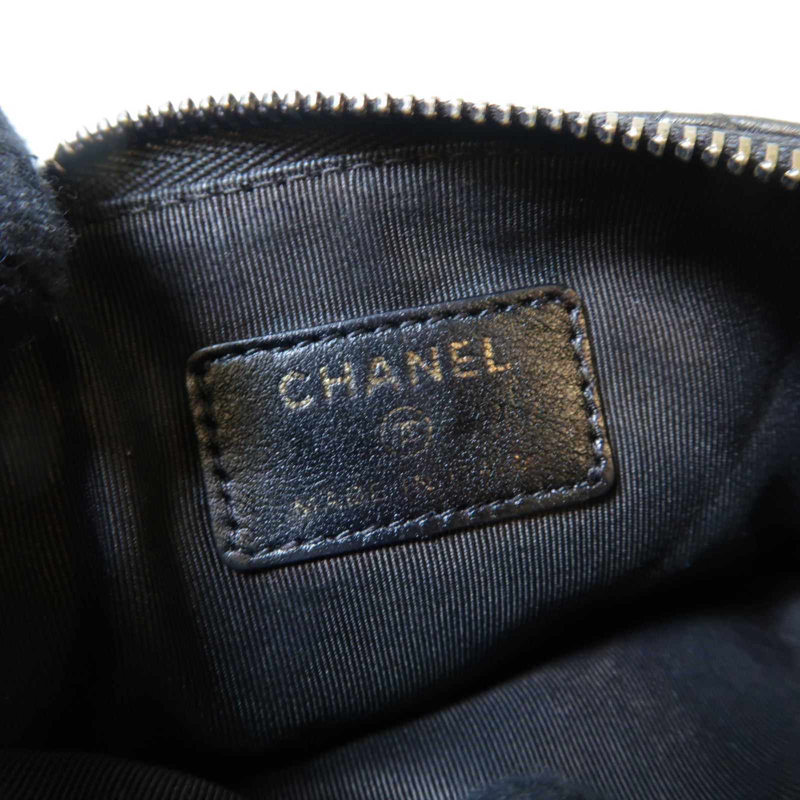 CHANEL 菱格牛皮皮革Coin Pouch金扣零錢包黑色
