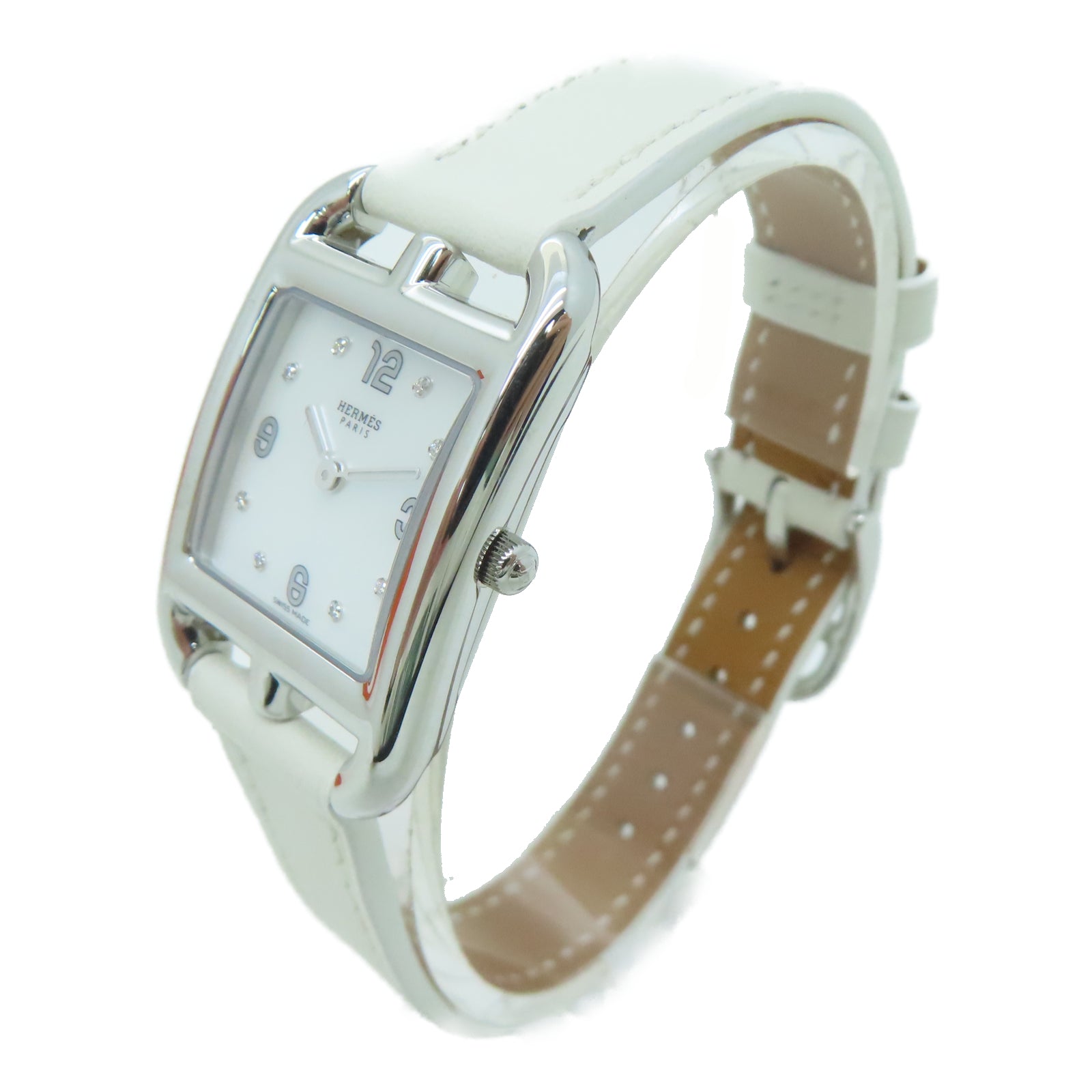 HERMES Cape Cod Stainless Steel Watch Quartz Movement White