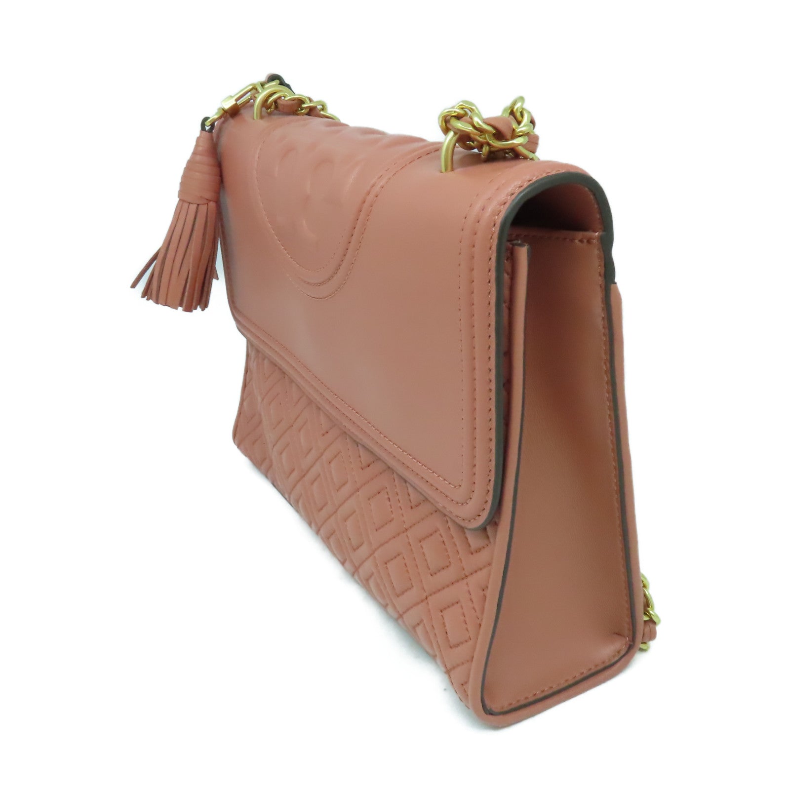 Tory Burch 牛皮皮革Chain Shoulder金扣鏈帶肩背袋粉紅色