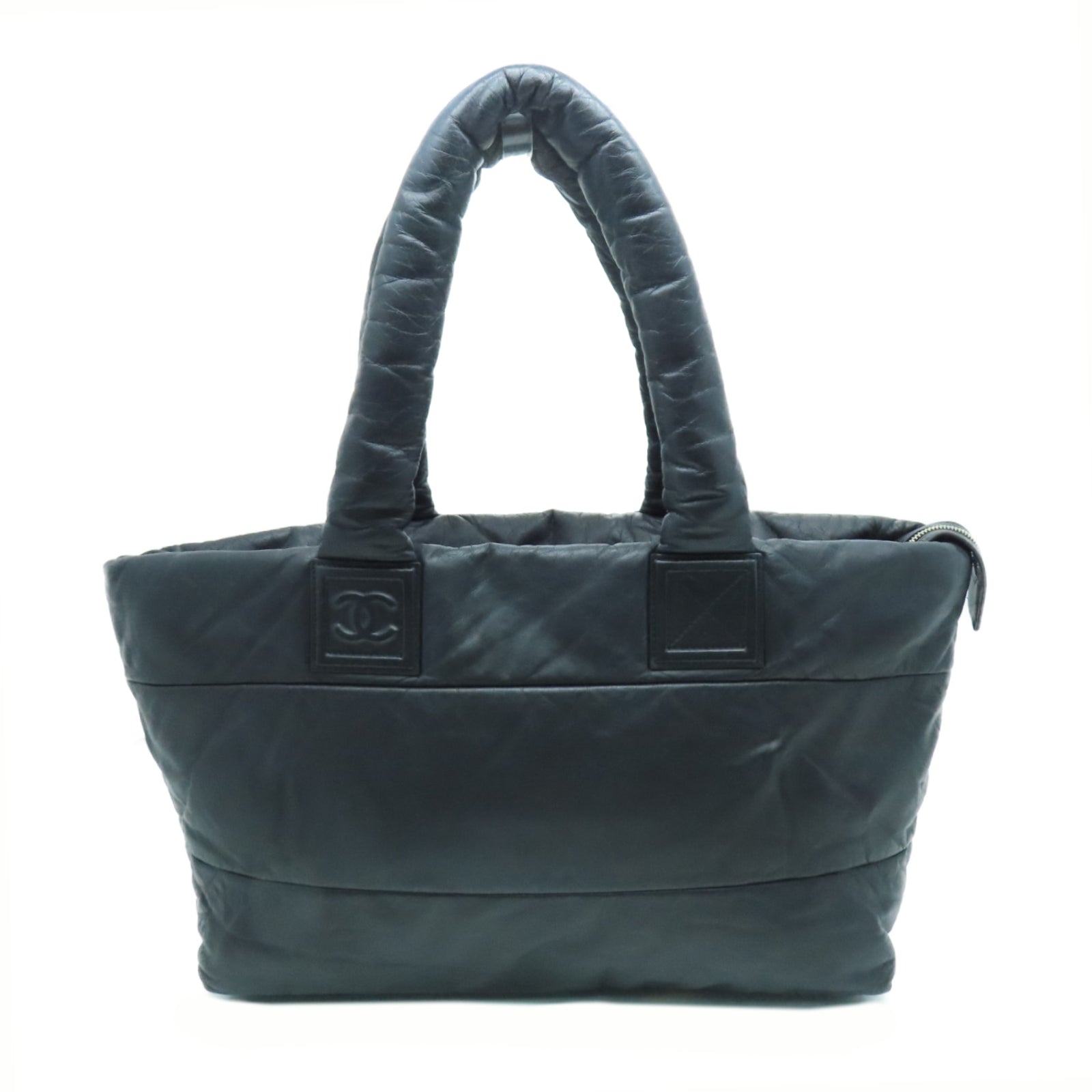 CHANEL 牛皮皮革Tote Bag银扣手挽袋黑色