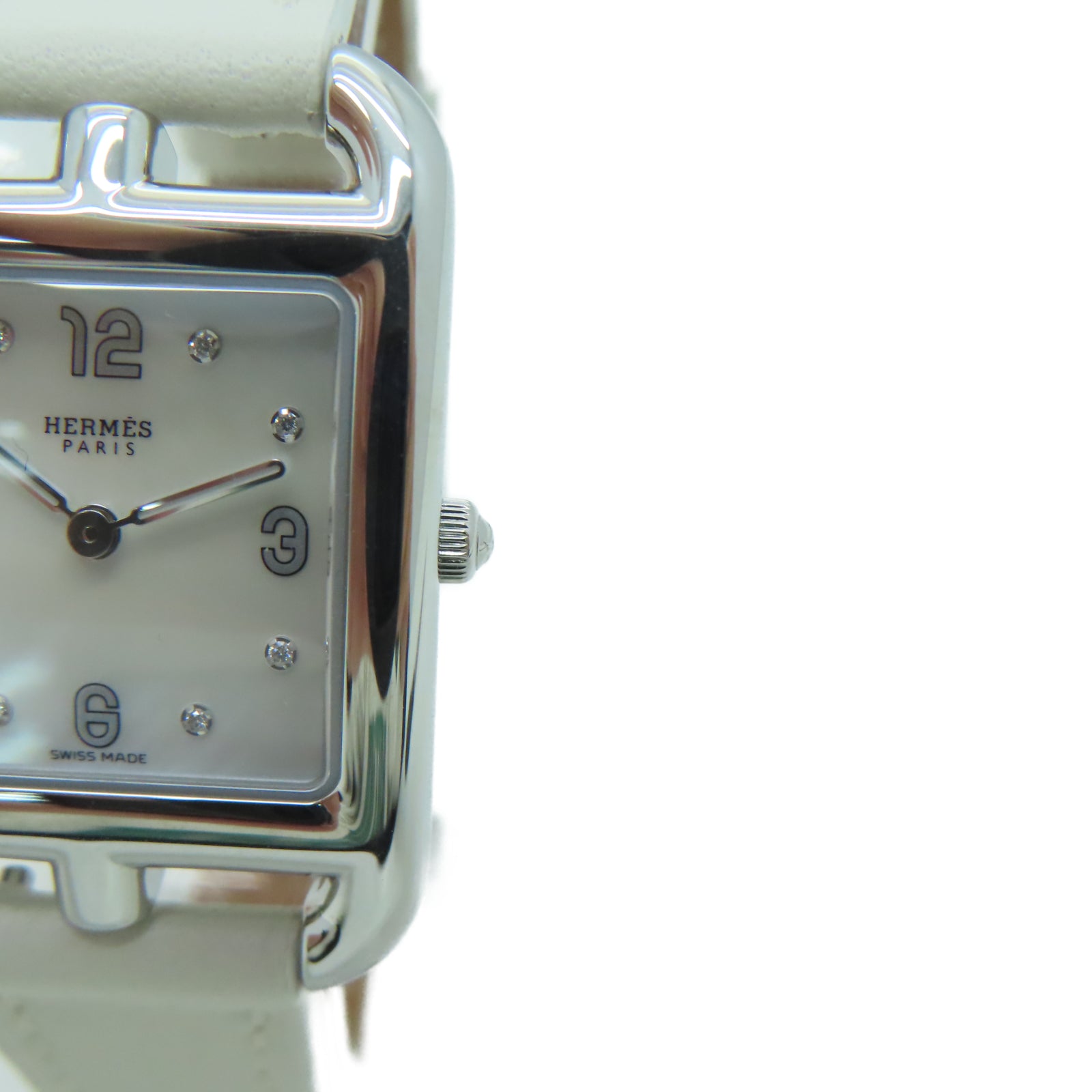 HERMES Cape Cod Stainless Steel Watch Quartz Movement White