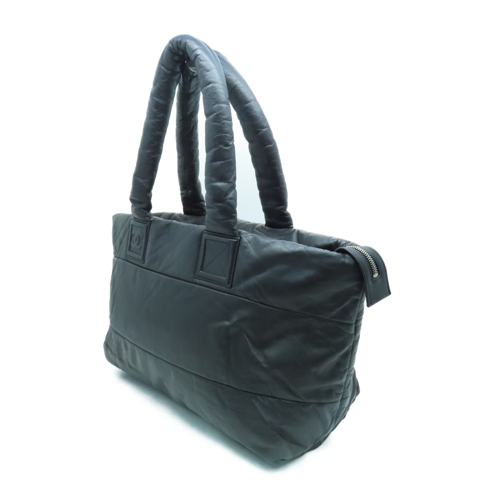 CHANEL 牛皮皮革Tote Bag银扣手挽袋黑色