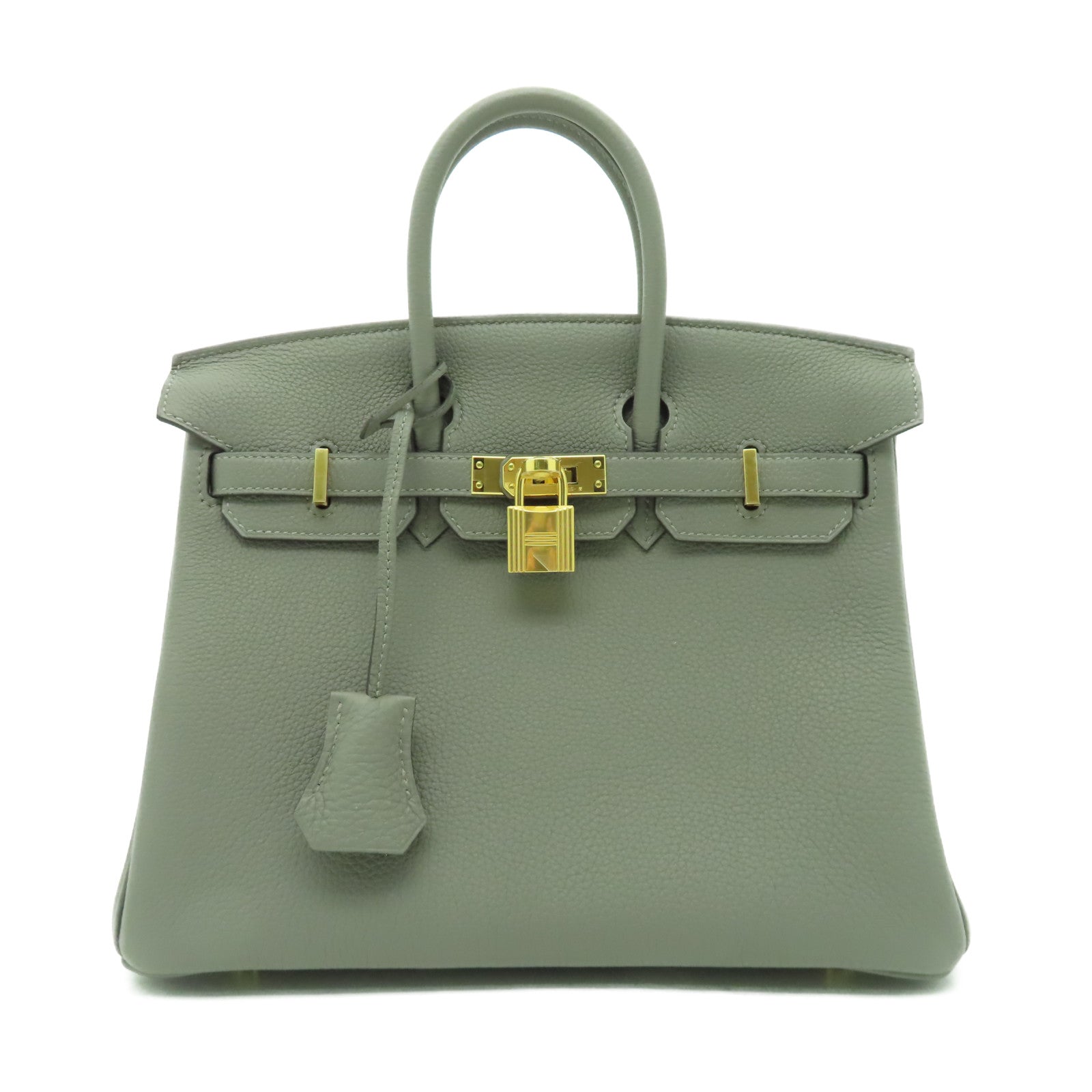 HERMES Togo皮革Birkin 25金扣手挽袋灰色