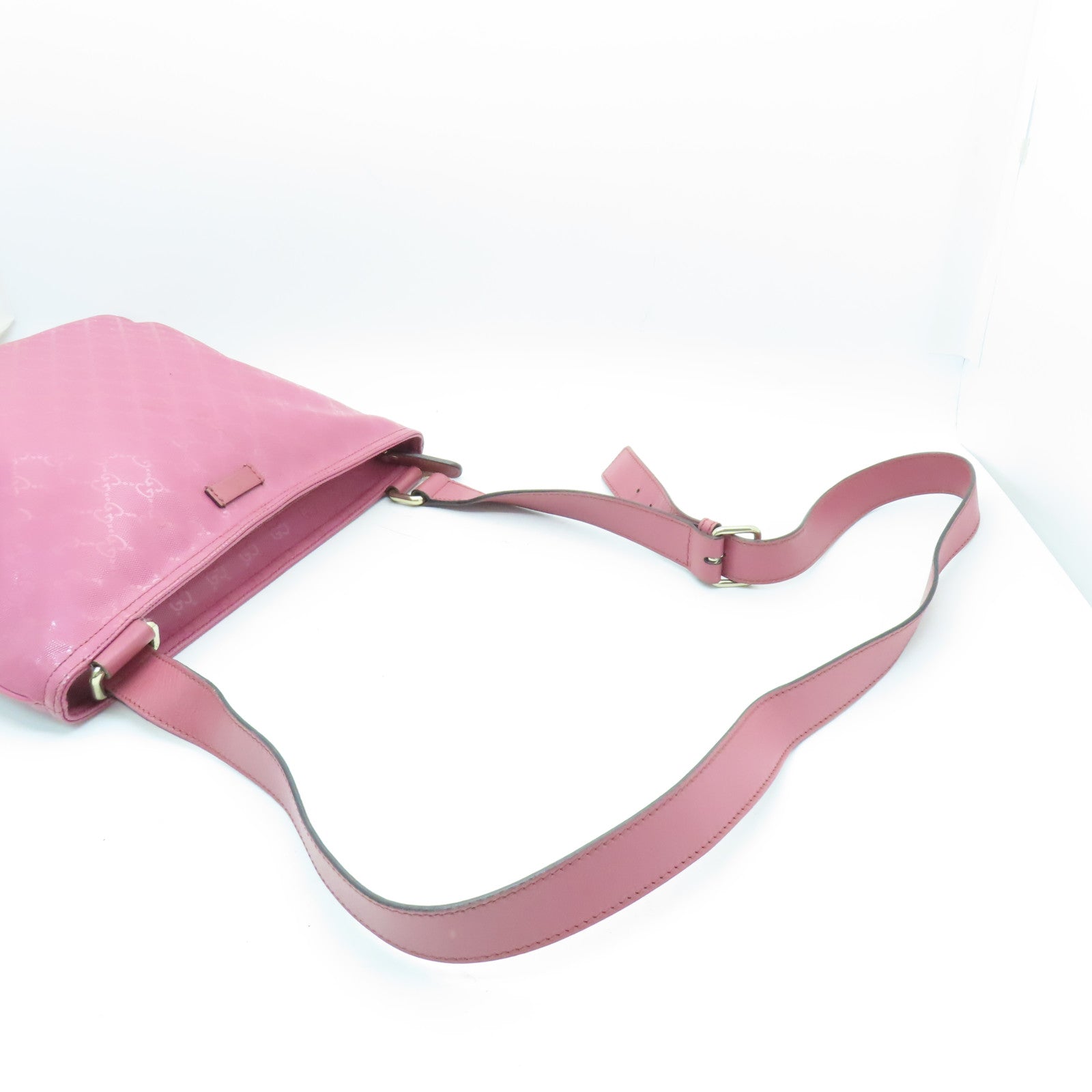 GUCCI 塗層帆布Shoulder Bag金扣肩背袋粉紅色