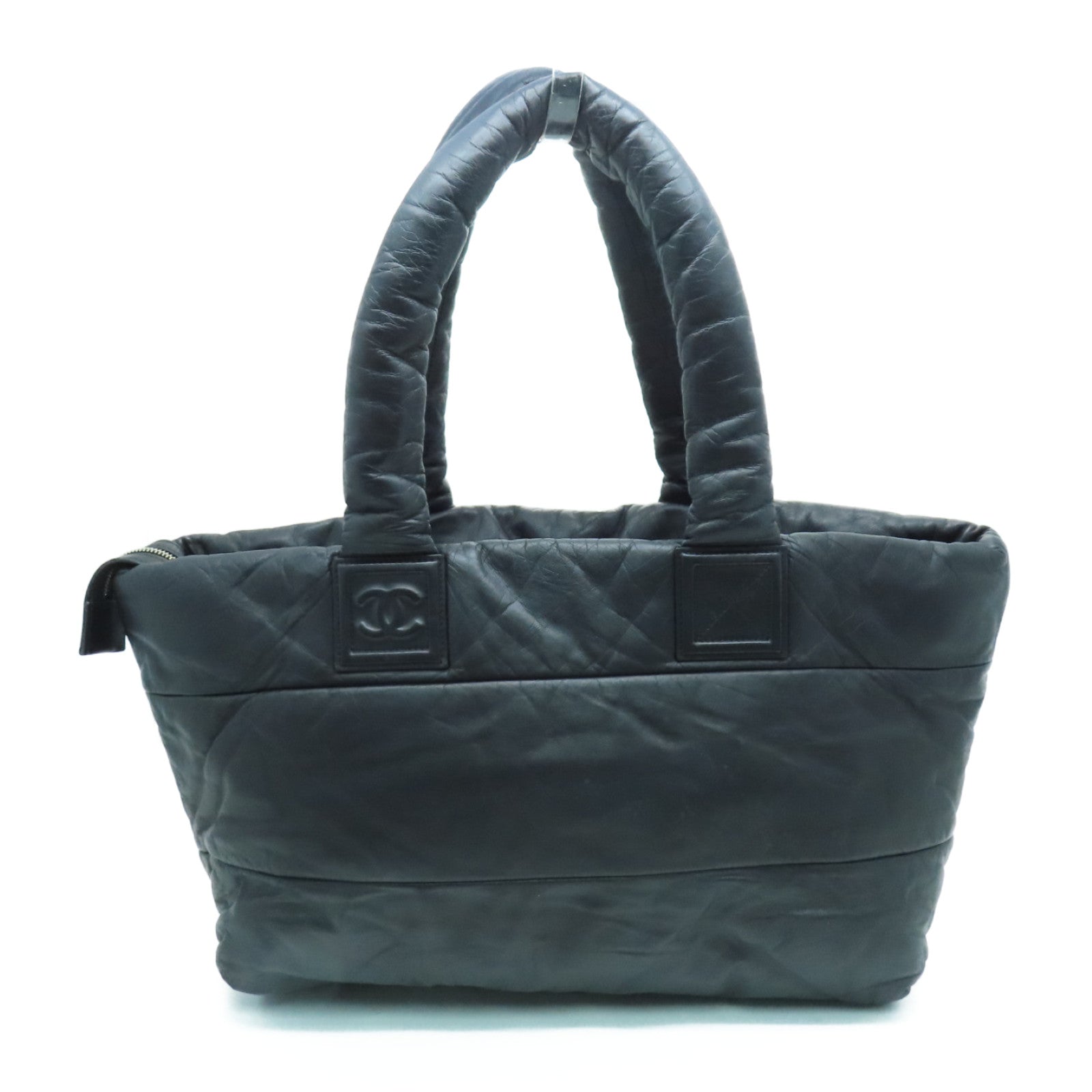 CHANEL 牛皮皮革Tote Bag银扣手挽袋黑色