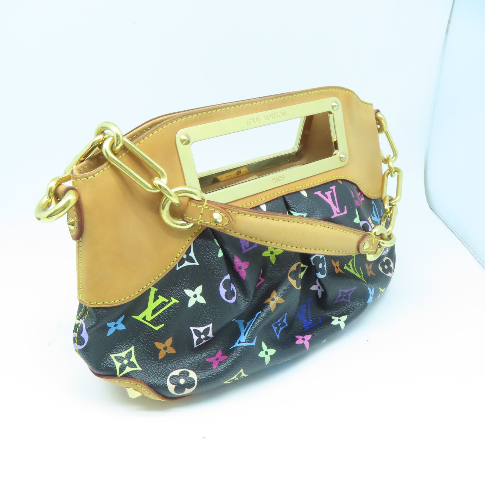 LOUIS VUITTON Monogram Multicolore  Judy MM金扣手挽肩背兩用袋黑色/多色