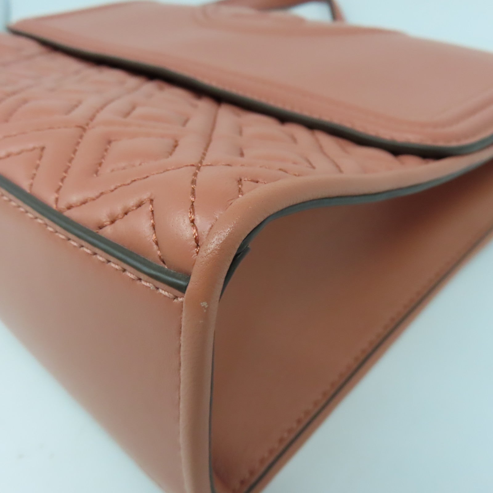 Tory Burch 牛皮皮革Chain Shoulder金扣鏈帶肩背袋粉紅色