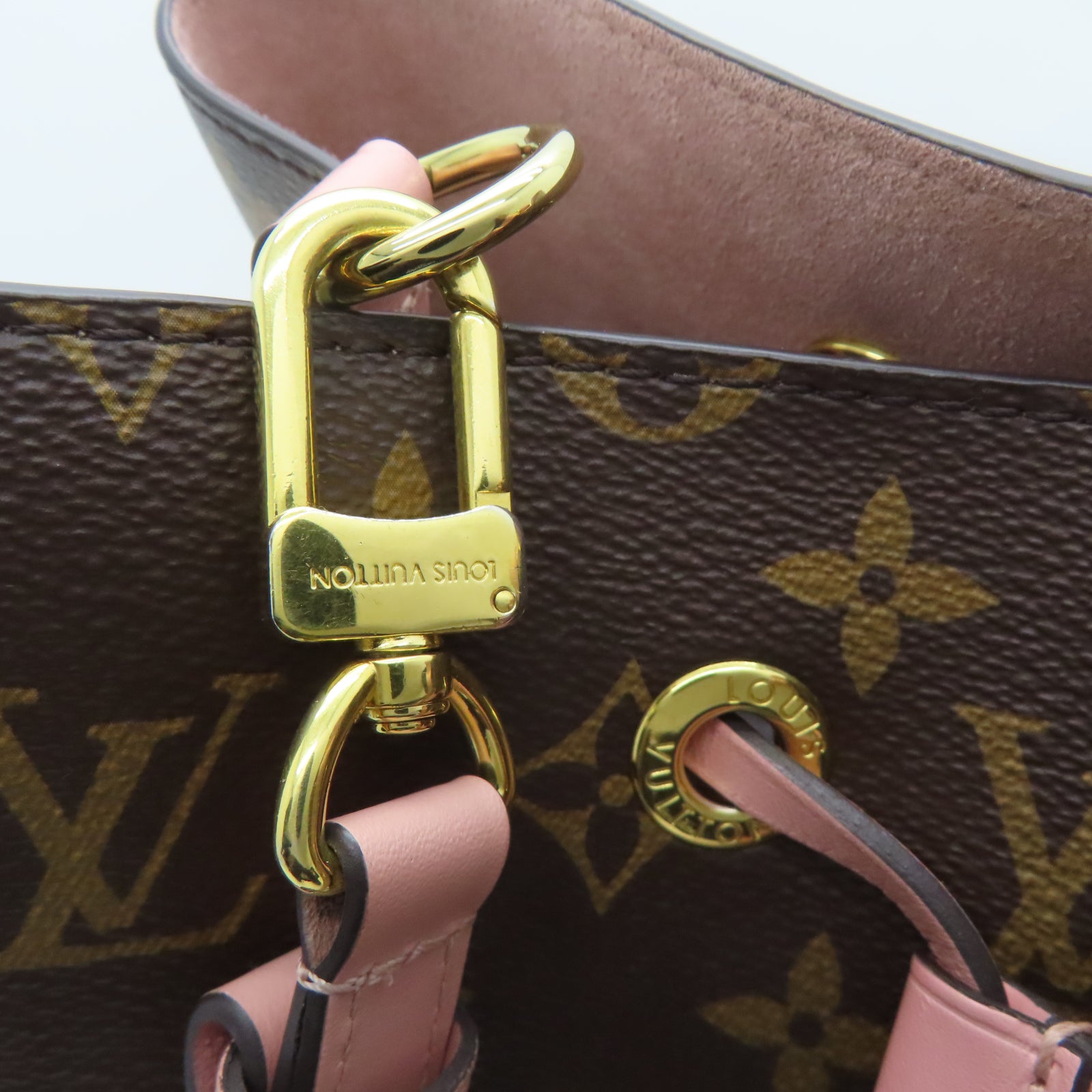 LOUIS VUITTON Monogram NeoNoe MM金扣肩背袋啡色/粉紅色