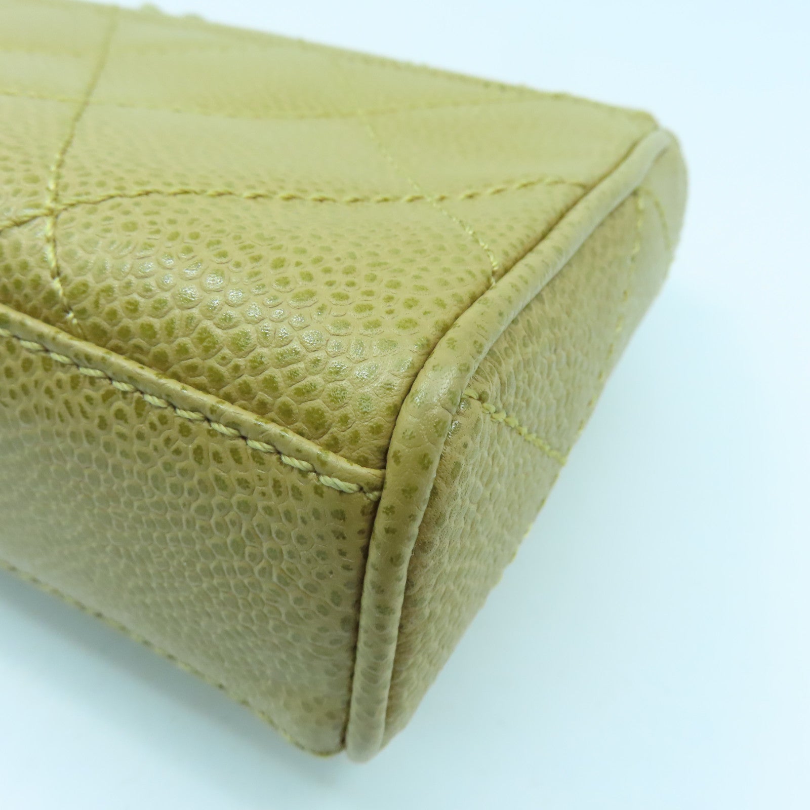 CHANEL 菱格牛皮皮革Chain Bag金扣手挽袋棕色
