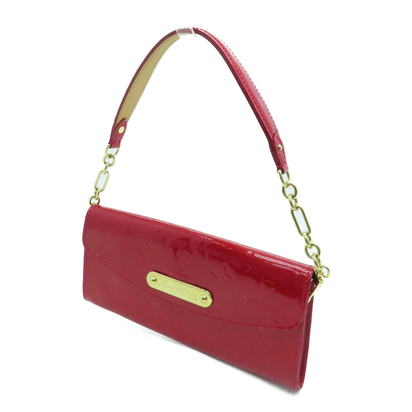 LOUIS VUITTON Vernis Sunset Boulevard金扣手挽袋/肩背袋红色
