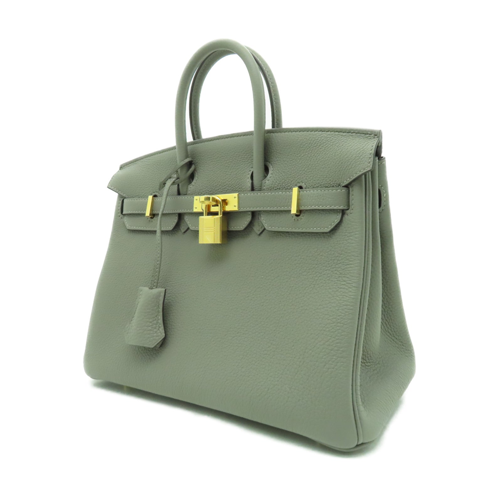 HERMES Togo皮革Birkin 25金扣手挽袋灰色