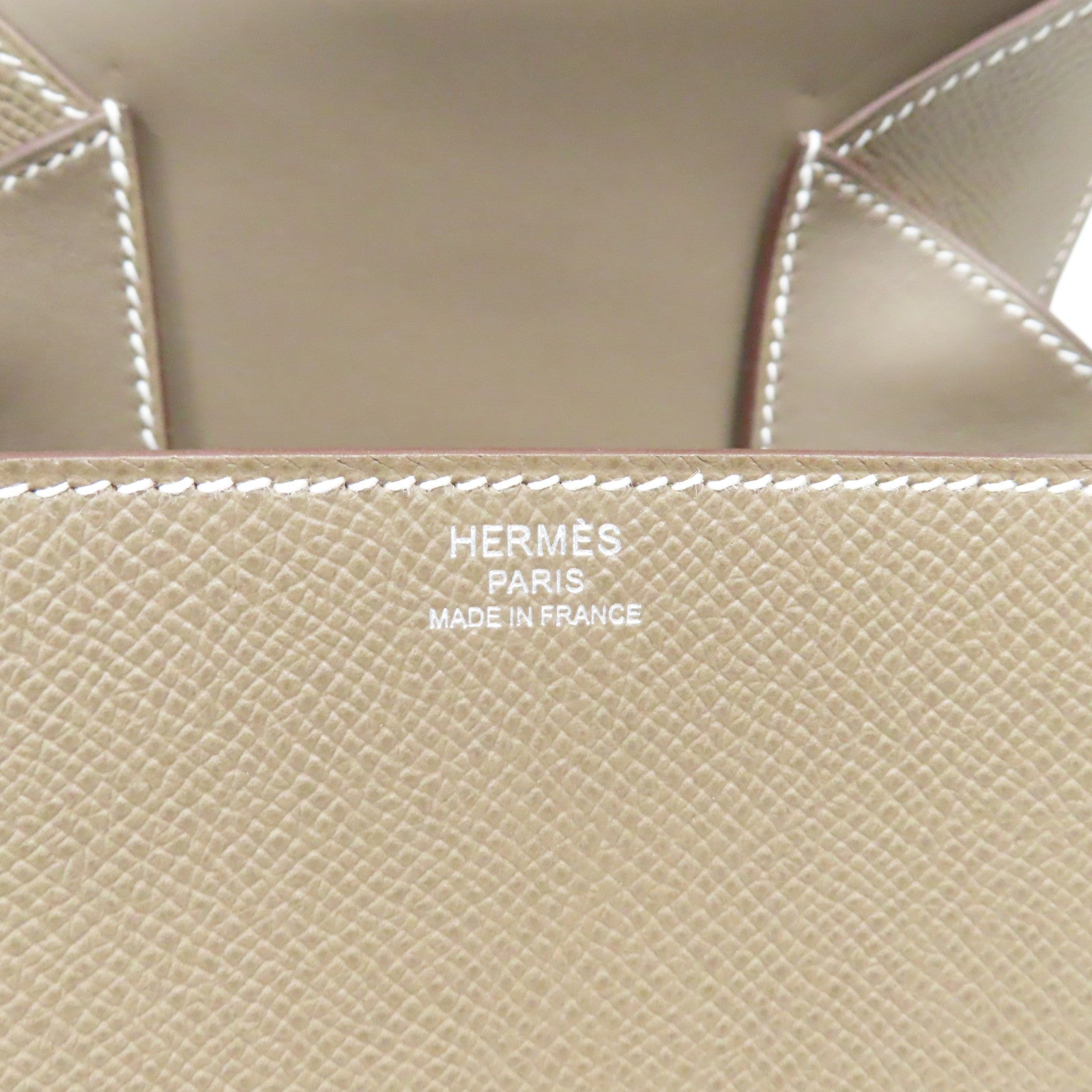 HERMES Epsom皮革Della Cavalleria Mini銀扣肩背袋Etoupe大象灰色