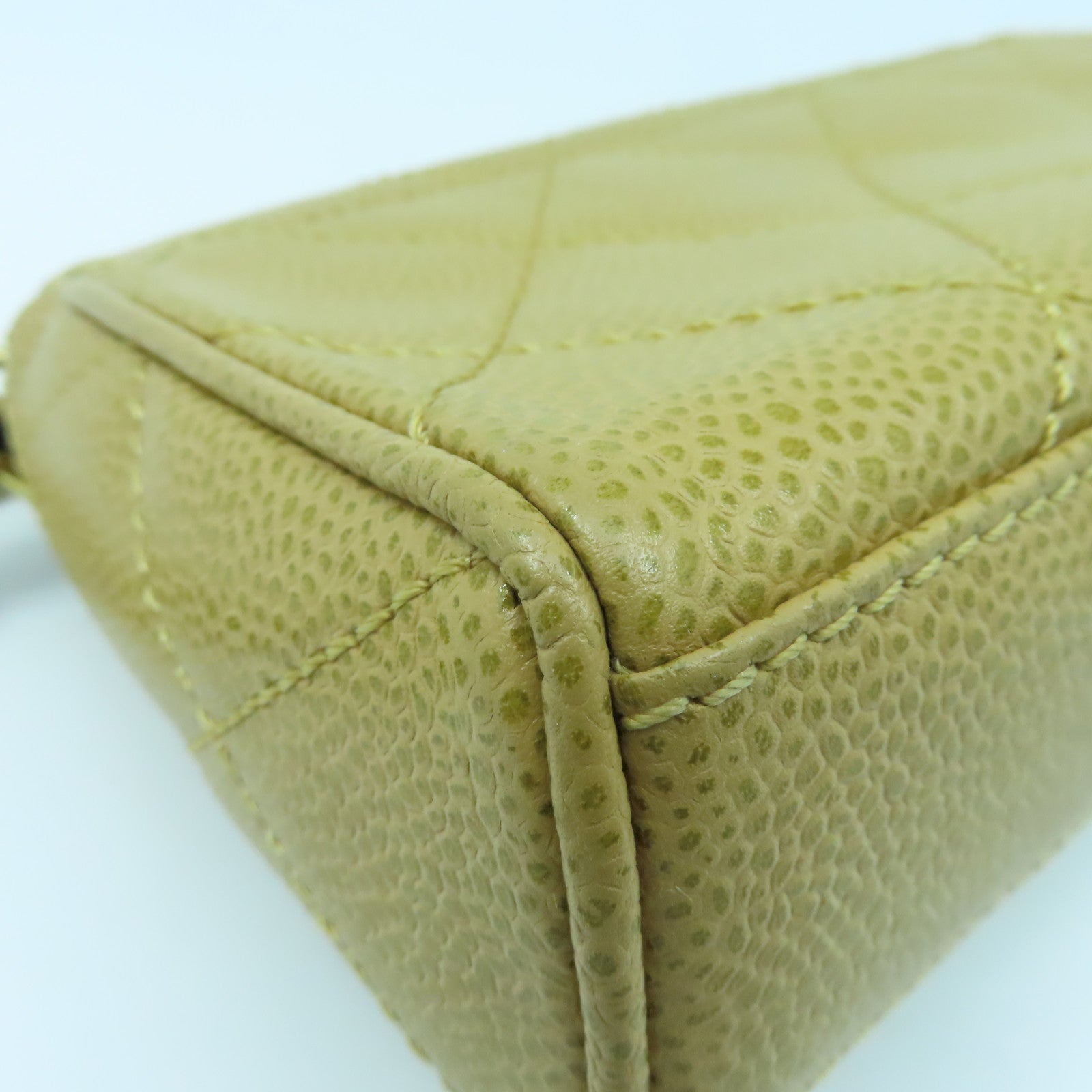 CHANEL 菱格牛皮皮革Chain Bag金扣手挽袋棕色