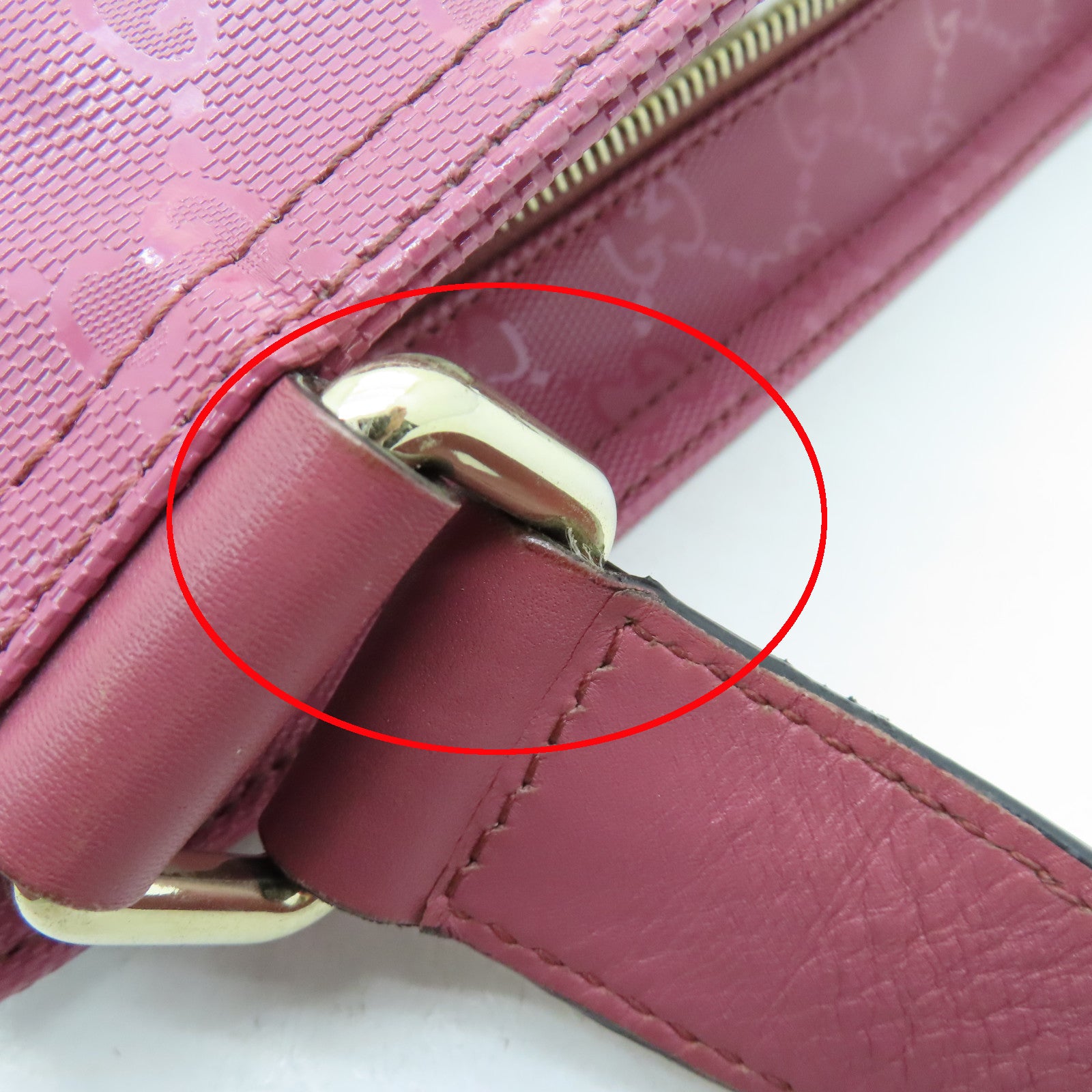 GUCCI 塗層帆布Shoulder Bag金扣肩背袋粉紅色
