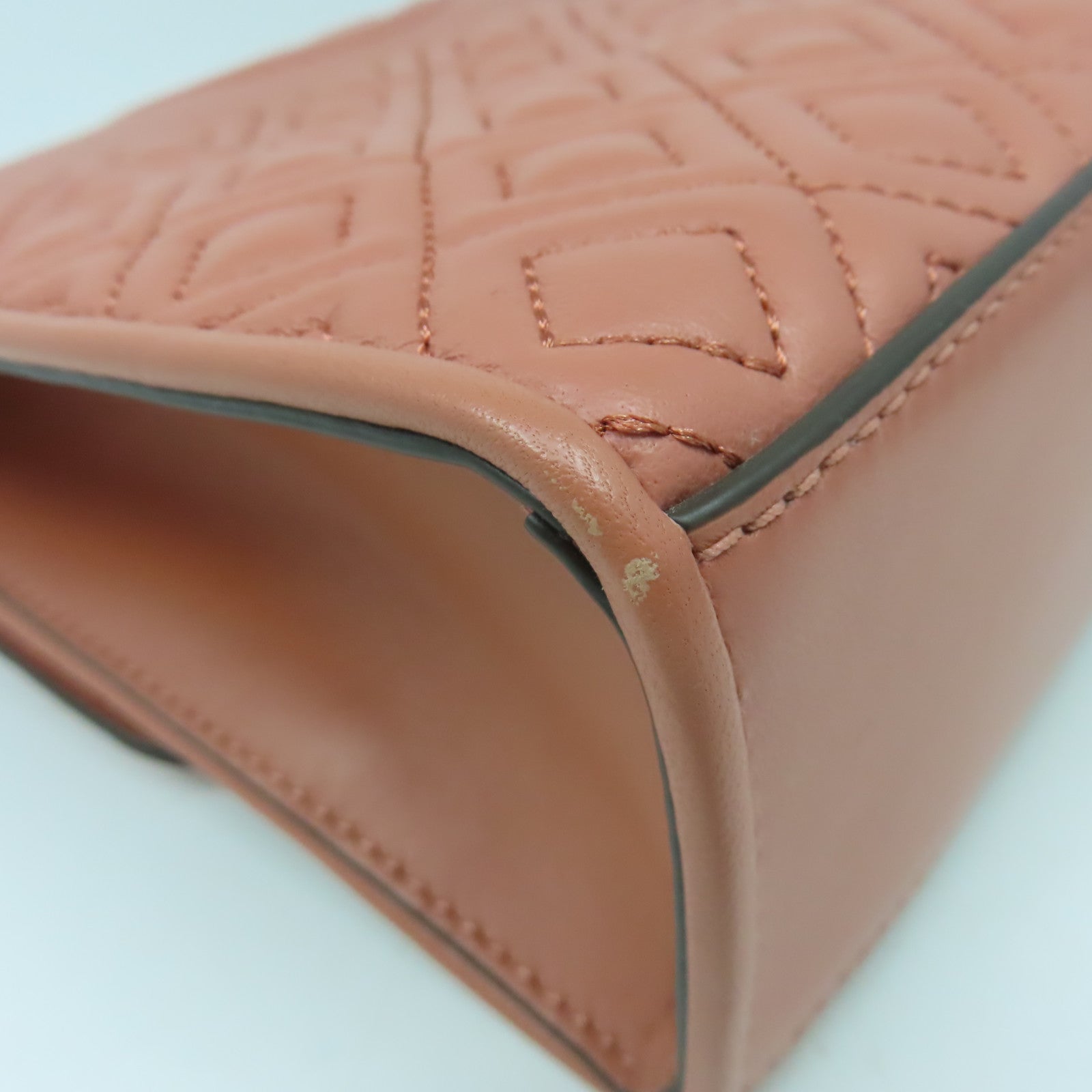 Tory Burch 牛皮皮革Chain Shoulder金扣鏈帶肩背袋粉紅色