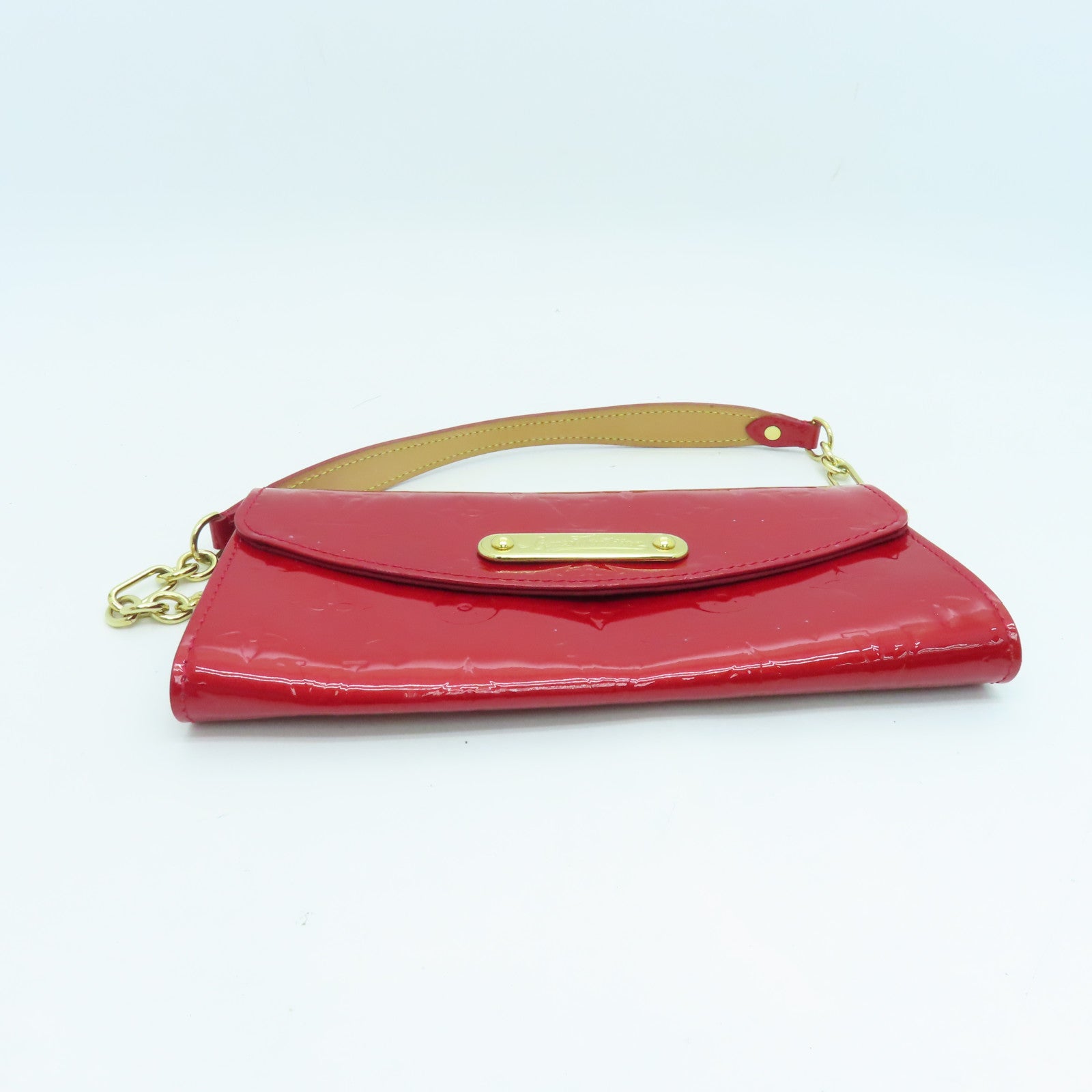 LOUIS VUITTON Vernis Sunset Boulevard金扣手挽袋/肩背袋红色