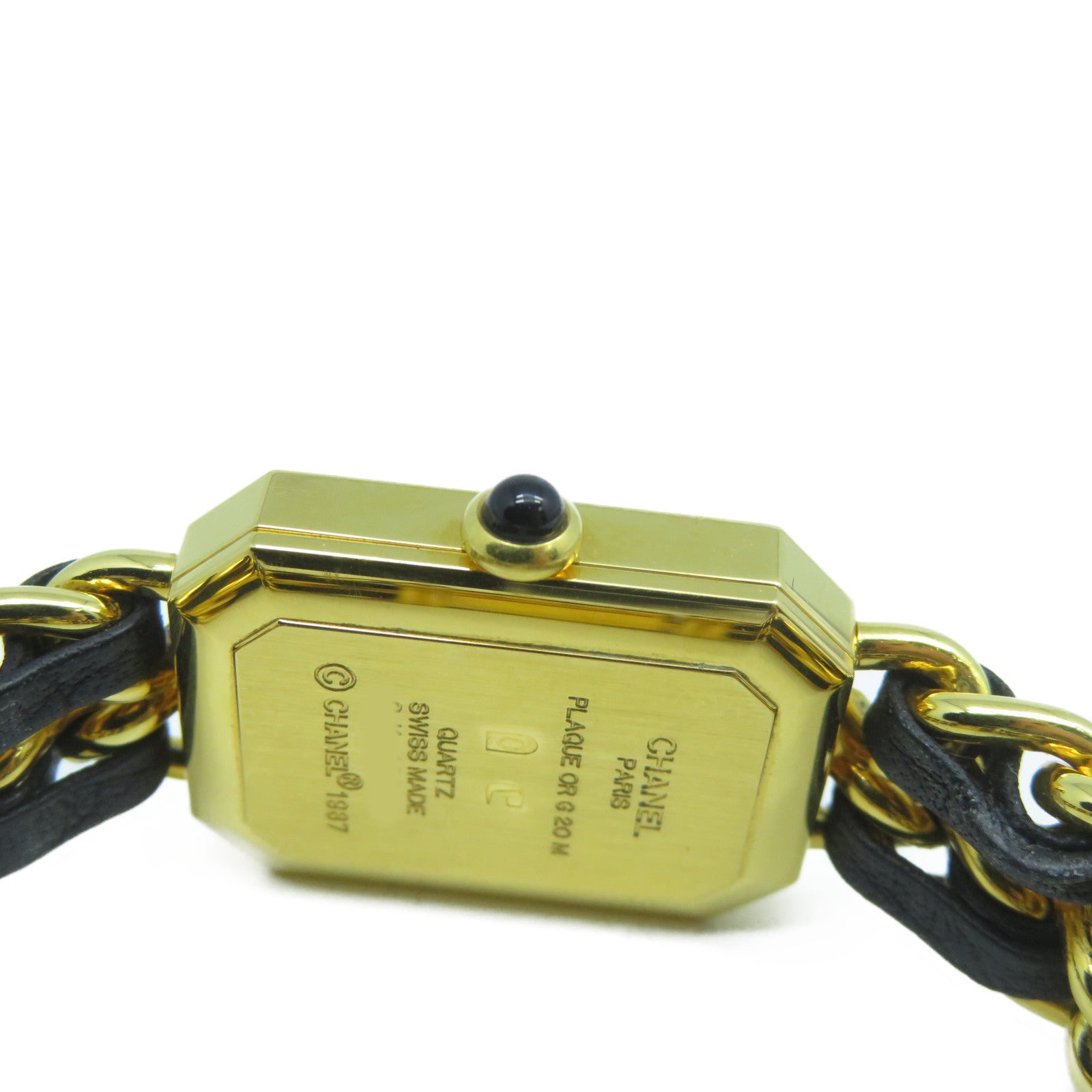 CHANEL Premiere M鍍金石英機芯手錶黑色/金色