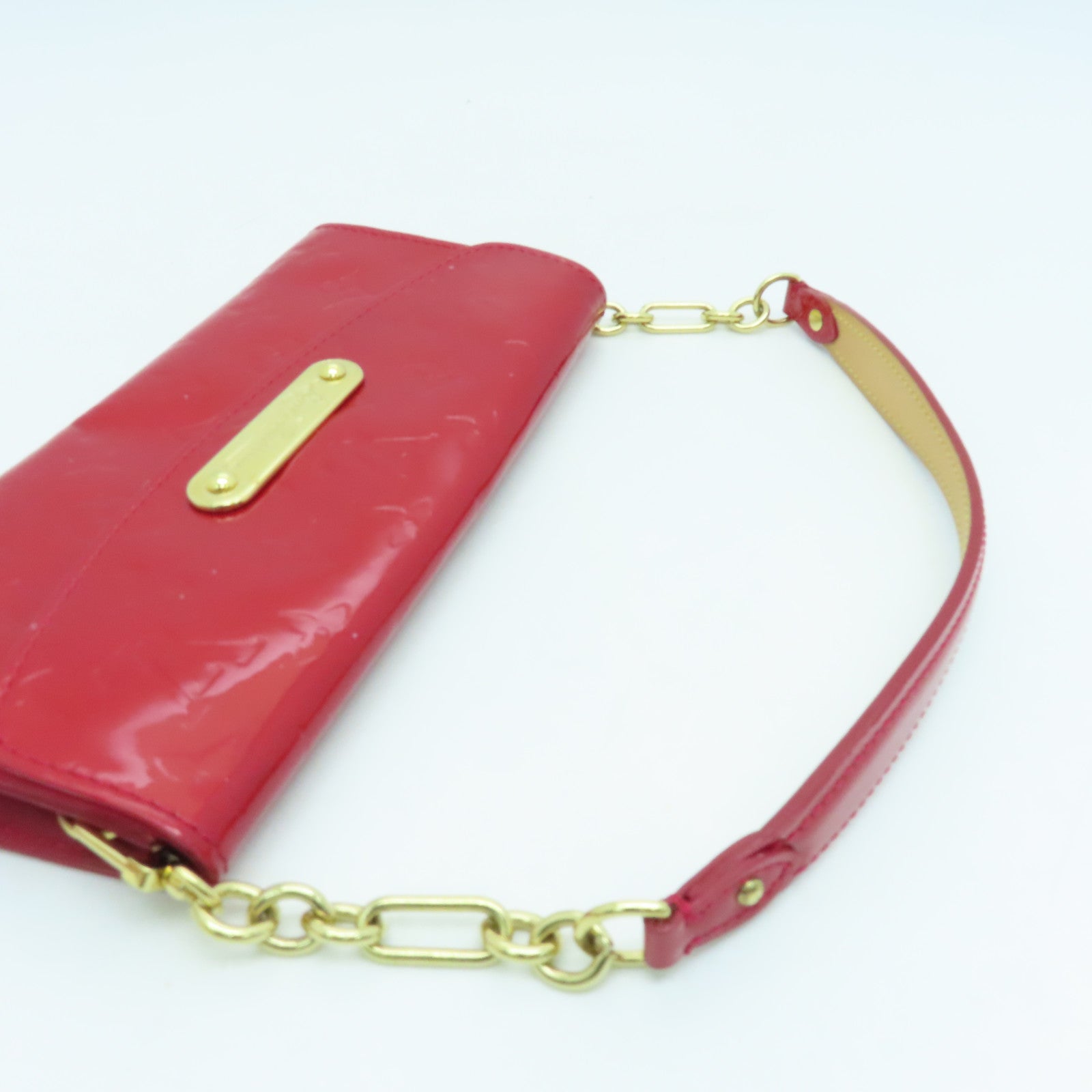 LOUIS VUITTON Vernis Sunset Boulevard金扣手挽袋/肩背袋红色