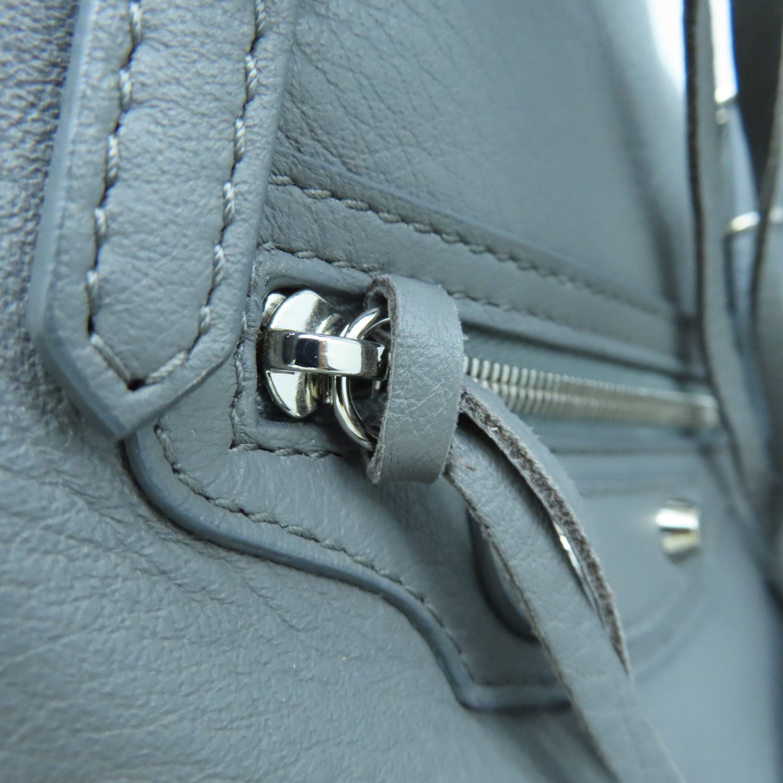 BALENCIAGA 羊皮皮革Papier B4 Zip Round銀扣手挽肩背兩用袋灰色