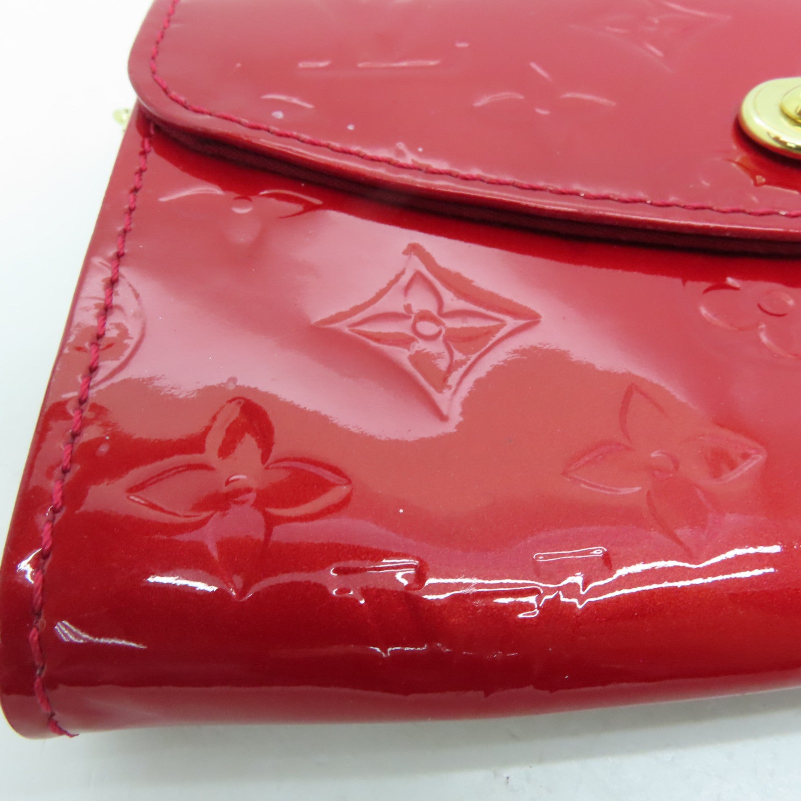 LOUIS VUITTON Vernis Sunset Boulevard金扣手挽袋/肩背袋红色
