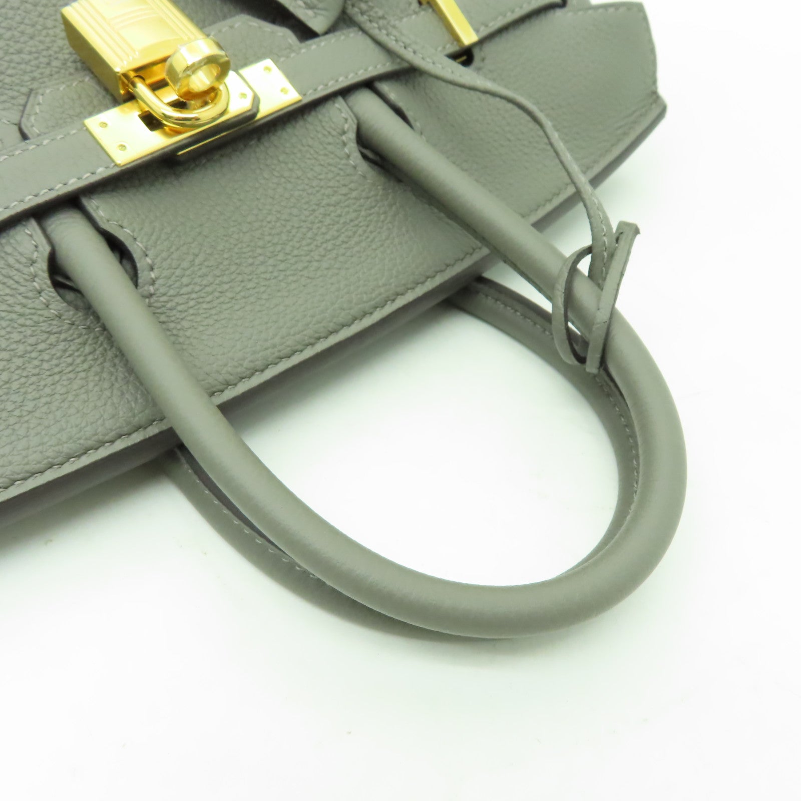 HERMES Togo皮革Birkin 25金扣手挽袋灰色