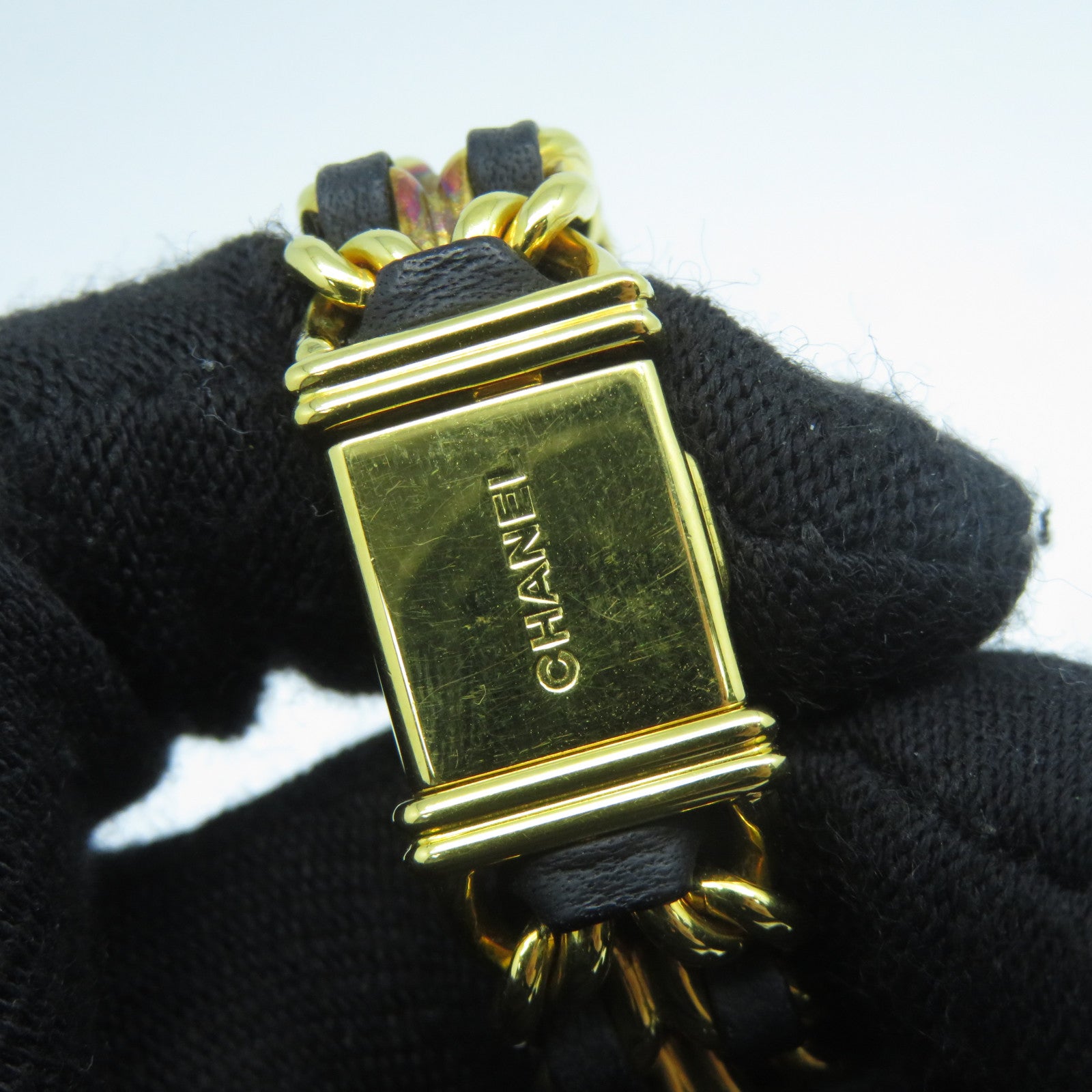 CHANEL Premiere M鍍金石英機芯手錶黑色/金色