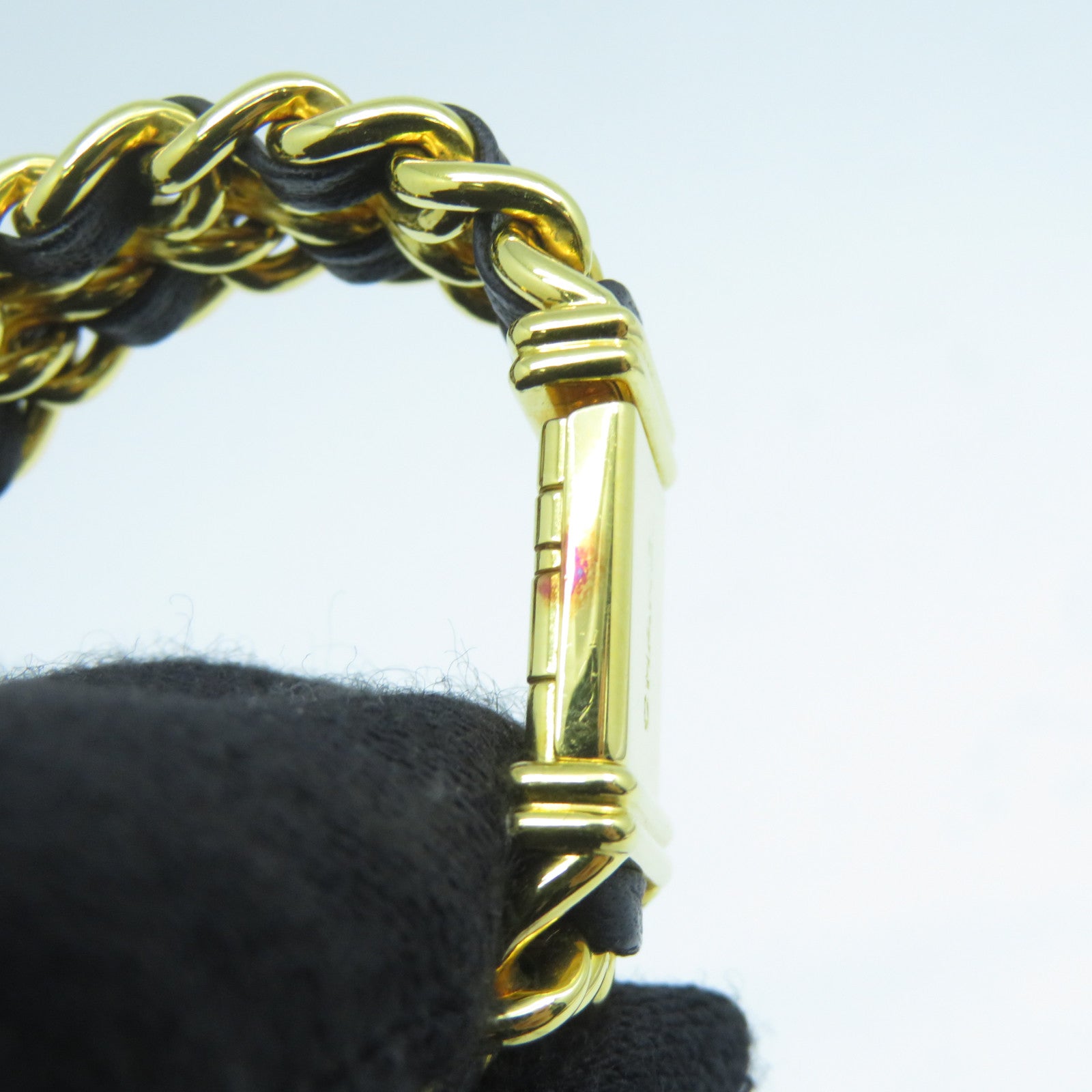 CHANEL Premiere M鍍金石英機芯手錶黑色/金色