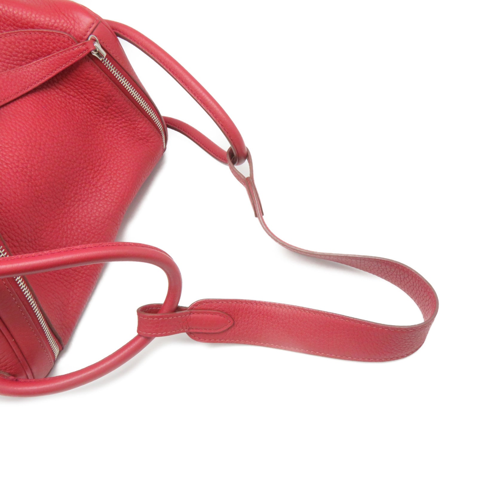HERMES Clemence皮革Lindy 30 Shoulder Bag銀扣肩背袋’紅色