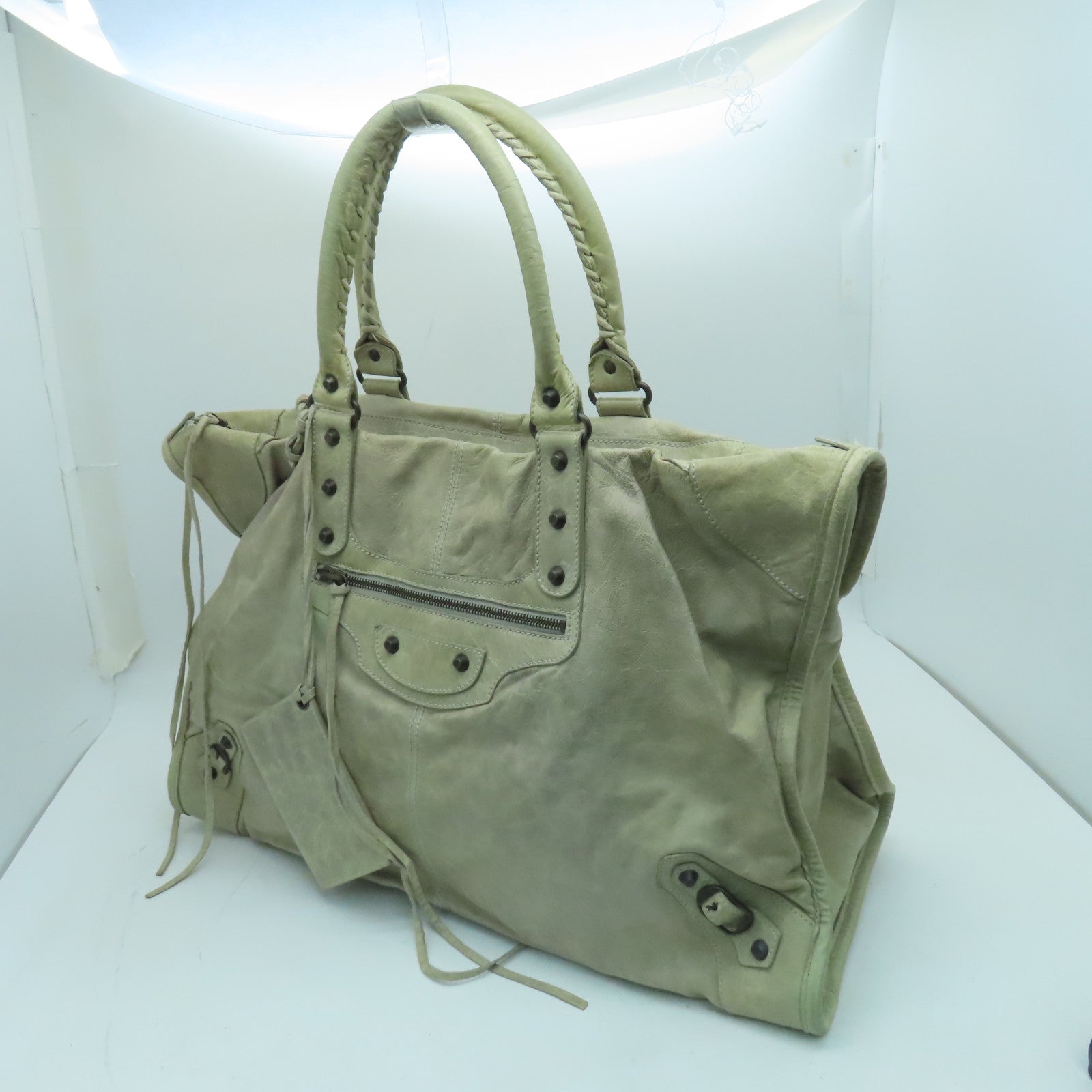 BALENCIAGA 牛皮皮革Shoulder Bag肩背袋灰色