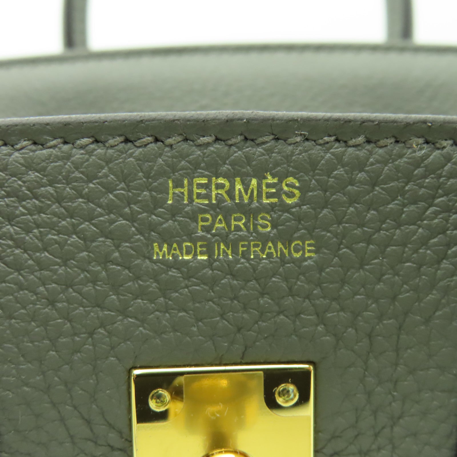 HERMES Togo皮革Birkin 25金扣手挽袋灰色