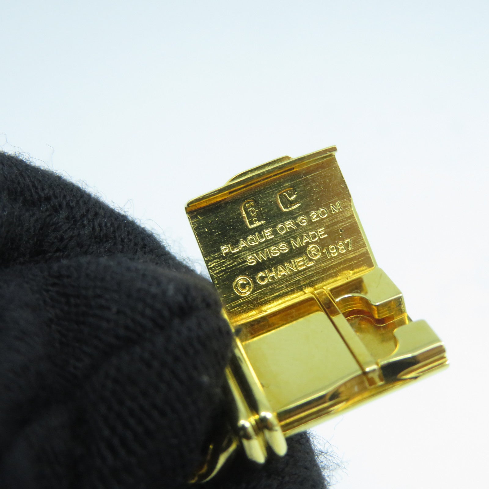 CHANEL Premiere M鍍金石英機芯手錶黑色/金色