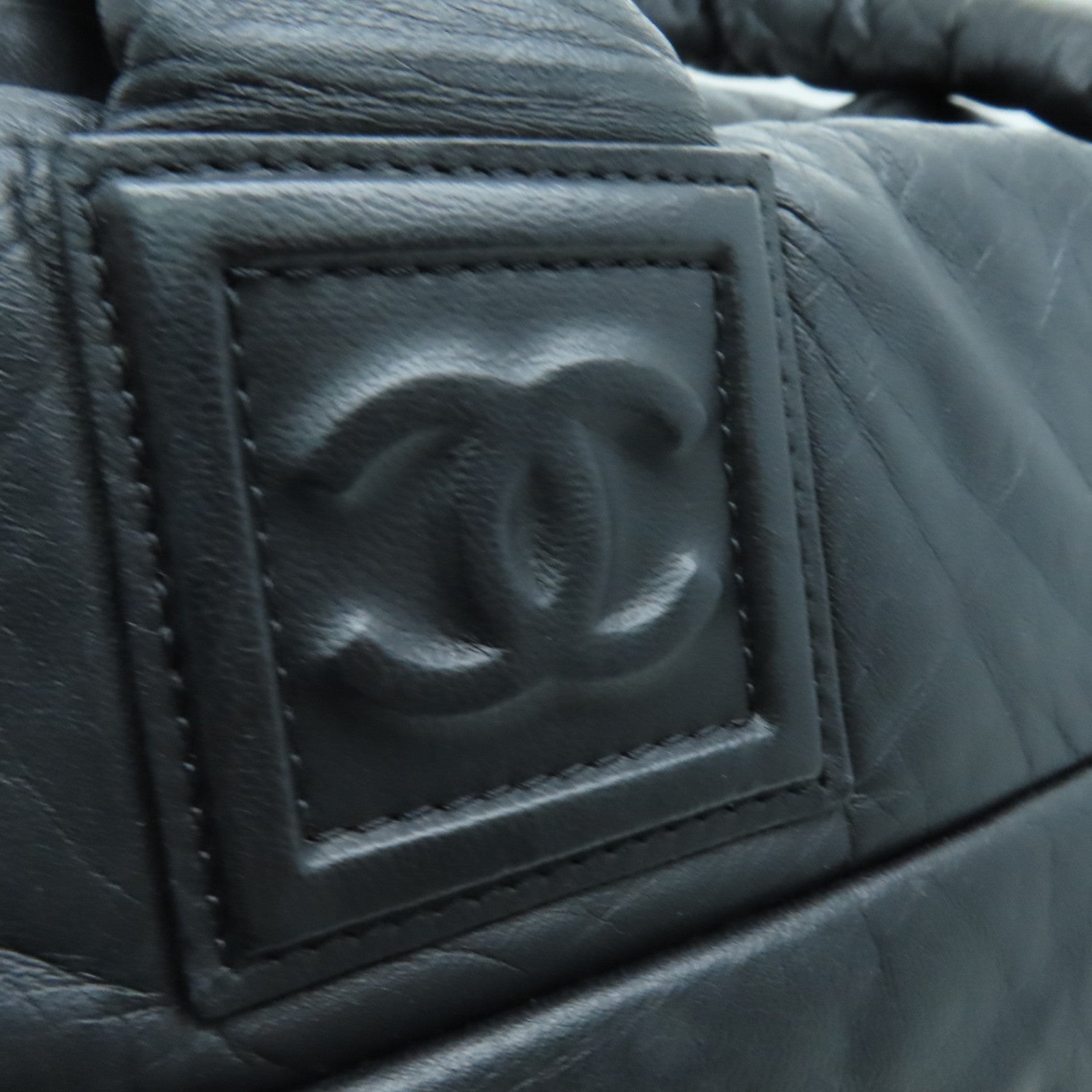 CHANEL 牛皮皮革Tote Bag银扣手挽袋黑色