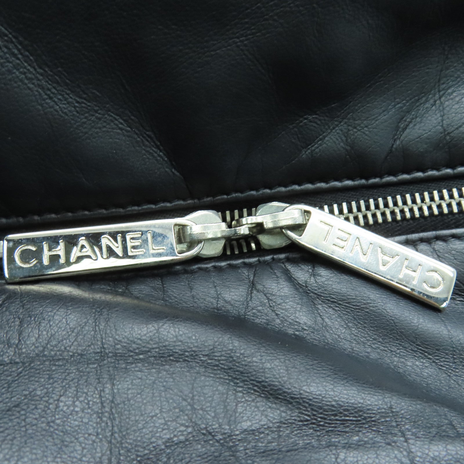 CHANEL 牛皮皮革Tote Bag银扣手挽袋黑色