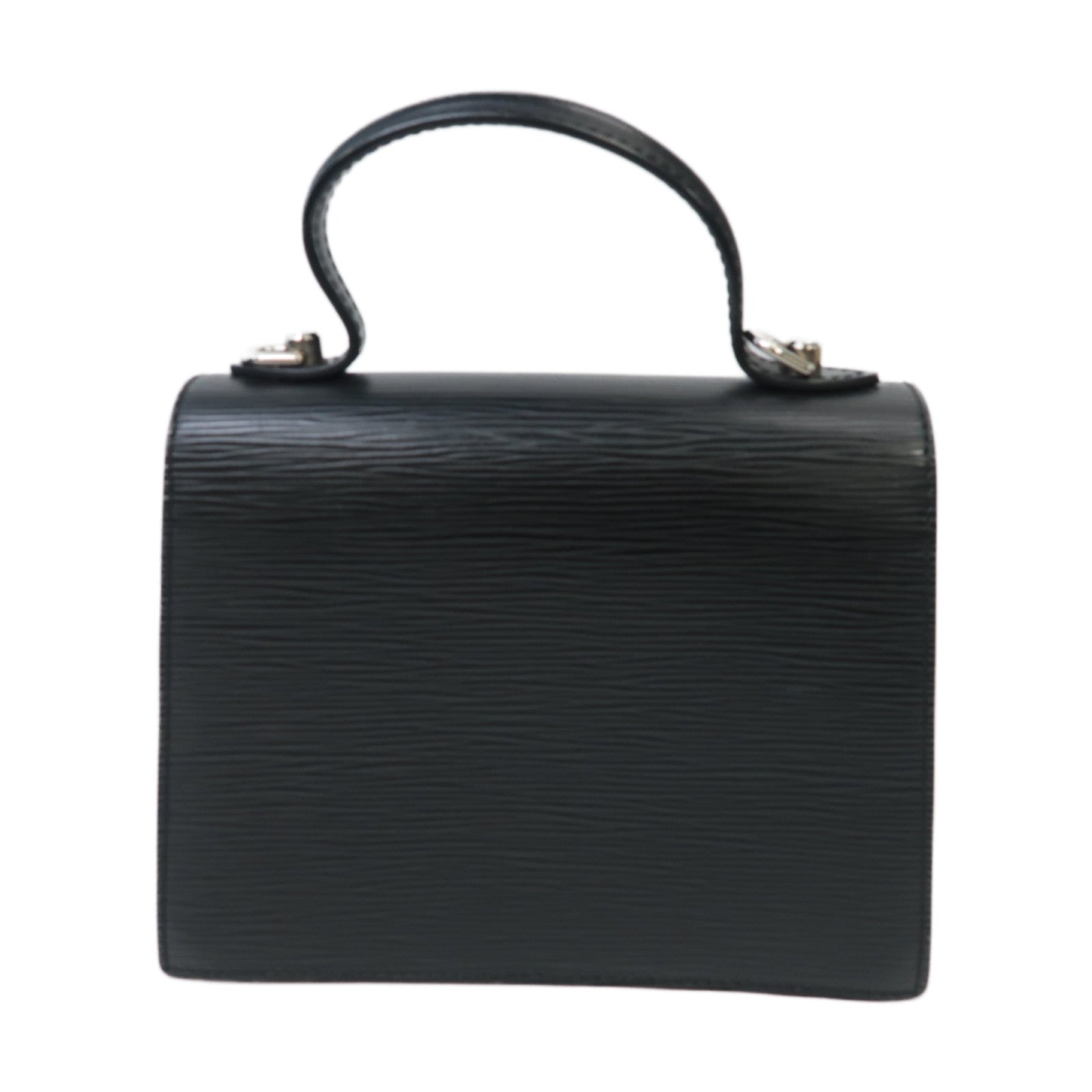 LOUIS VUITTON Epi Sevigne PM銀扣手挽肩背兩用袋黑色