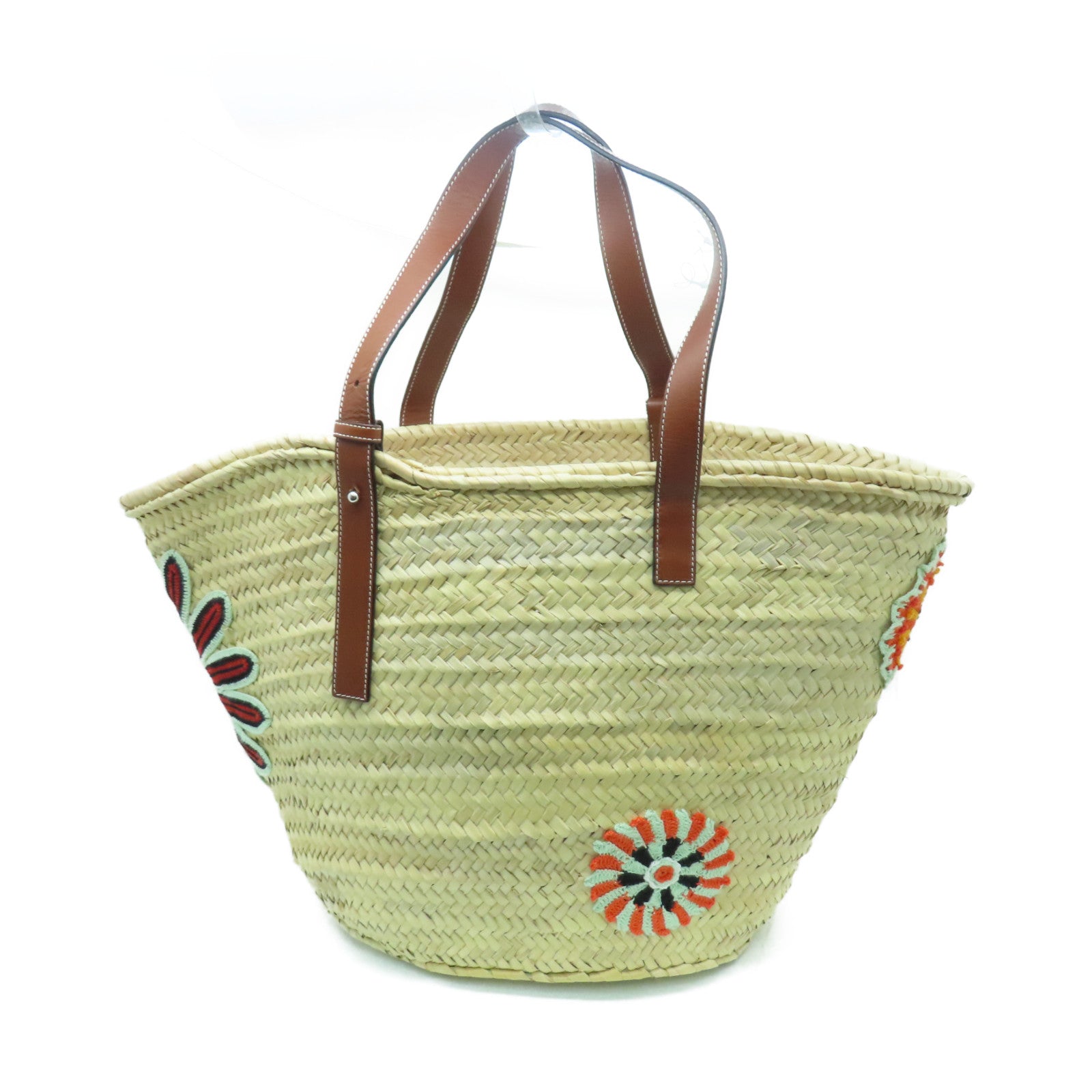 LOEWE Raffia Shoulder Bag silver buckle beige/orange – Brand Off